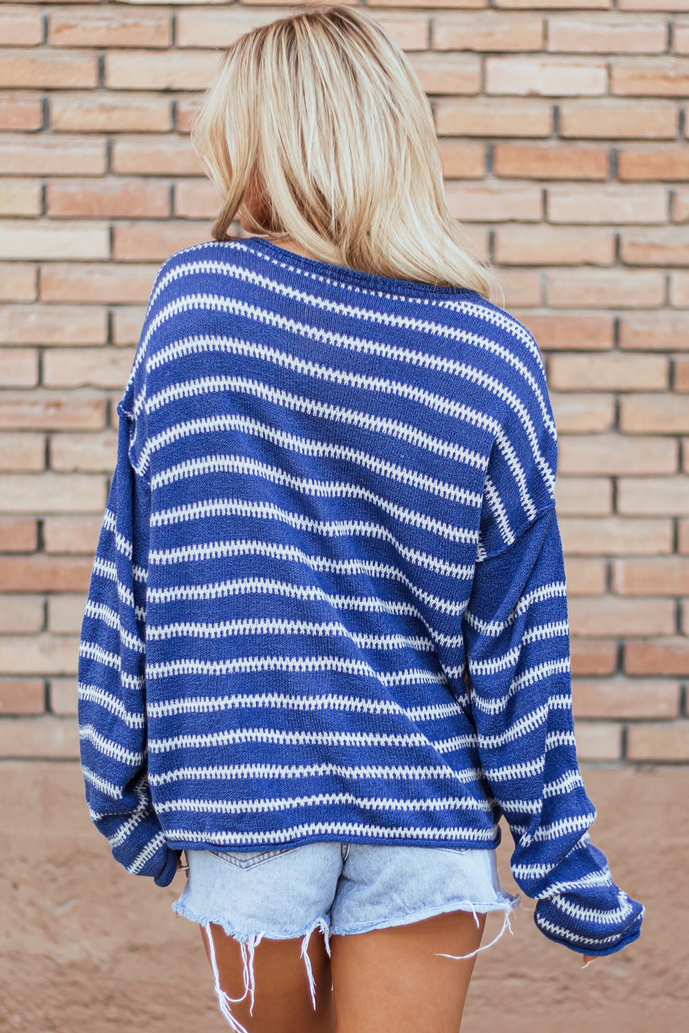 Stripe Drop Shoulder Casual Sweater