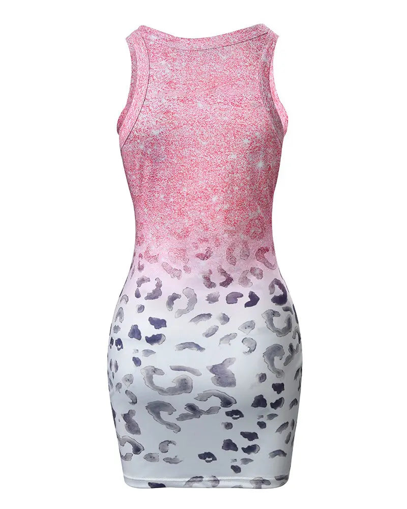 Leopard Print Sleeveless Bodycon Dress