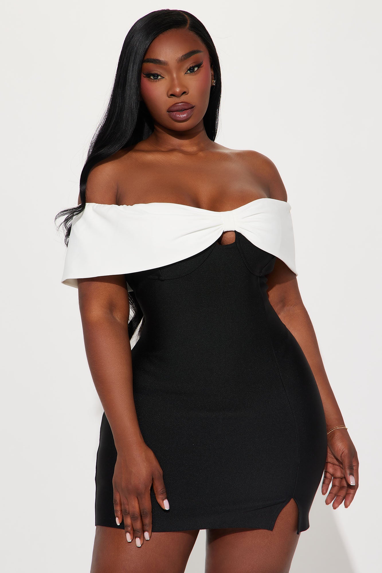 Off Shoulder Bandage Micro Mini Dress