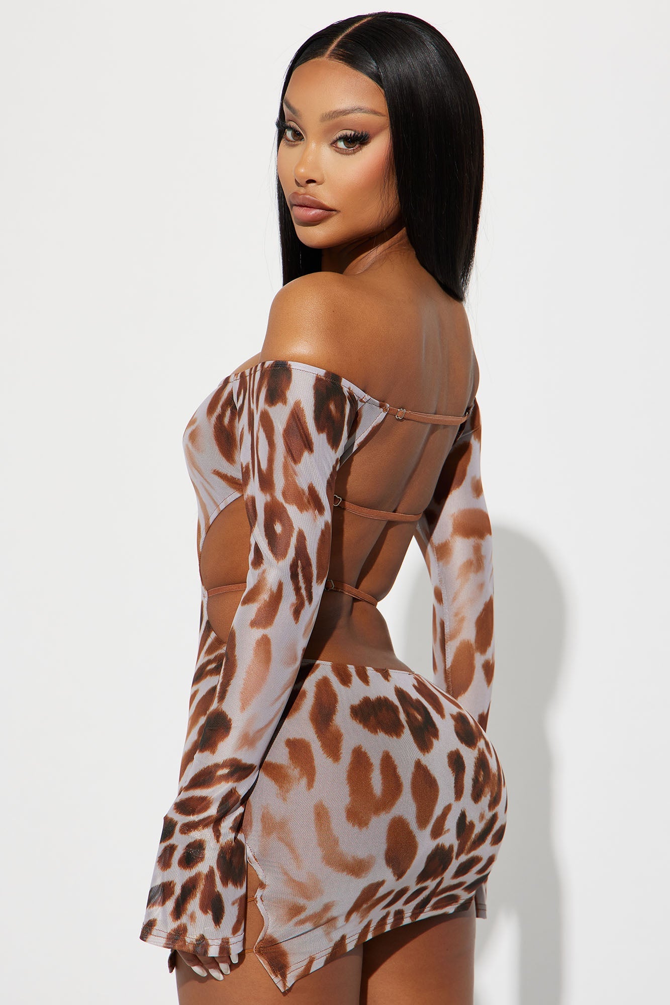 Leopard Print Backless Tie Mini Dress