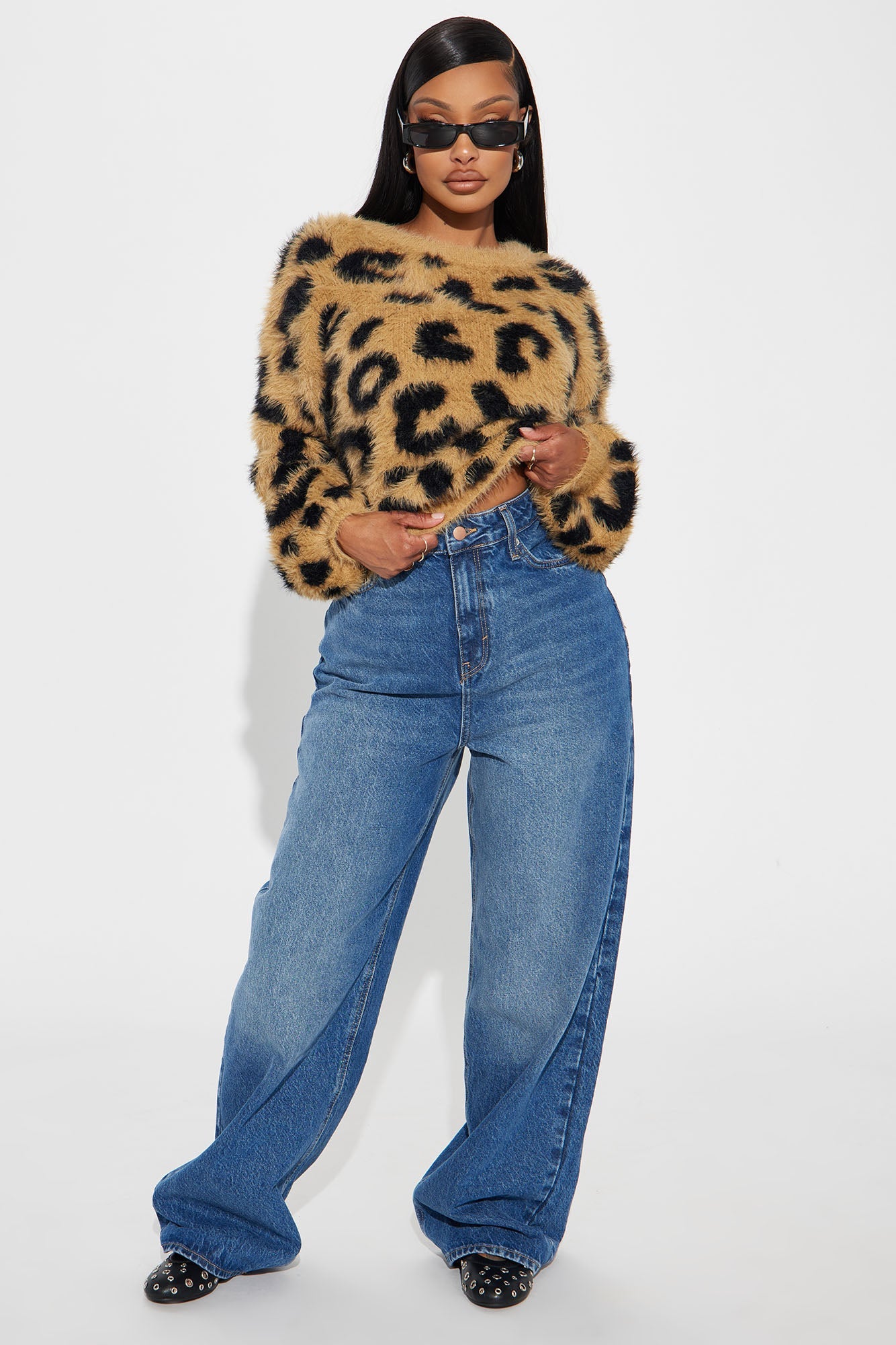 Leopard Crew Neck Knit Sweater