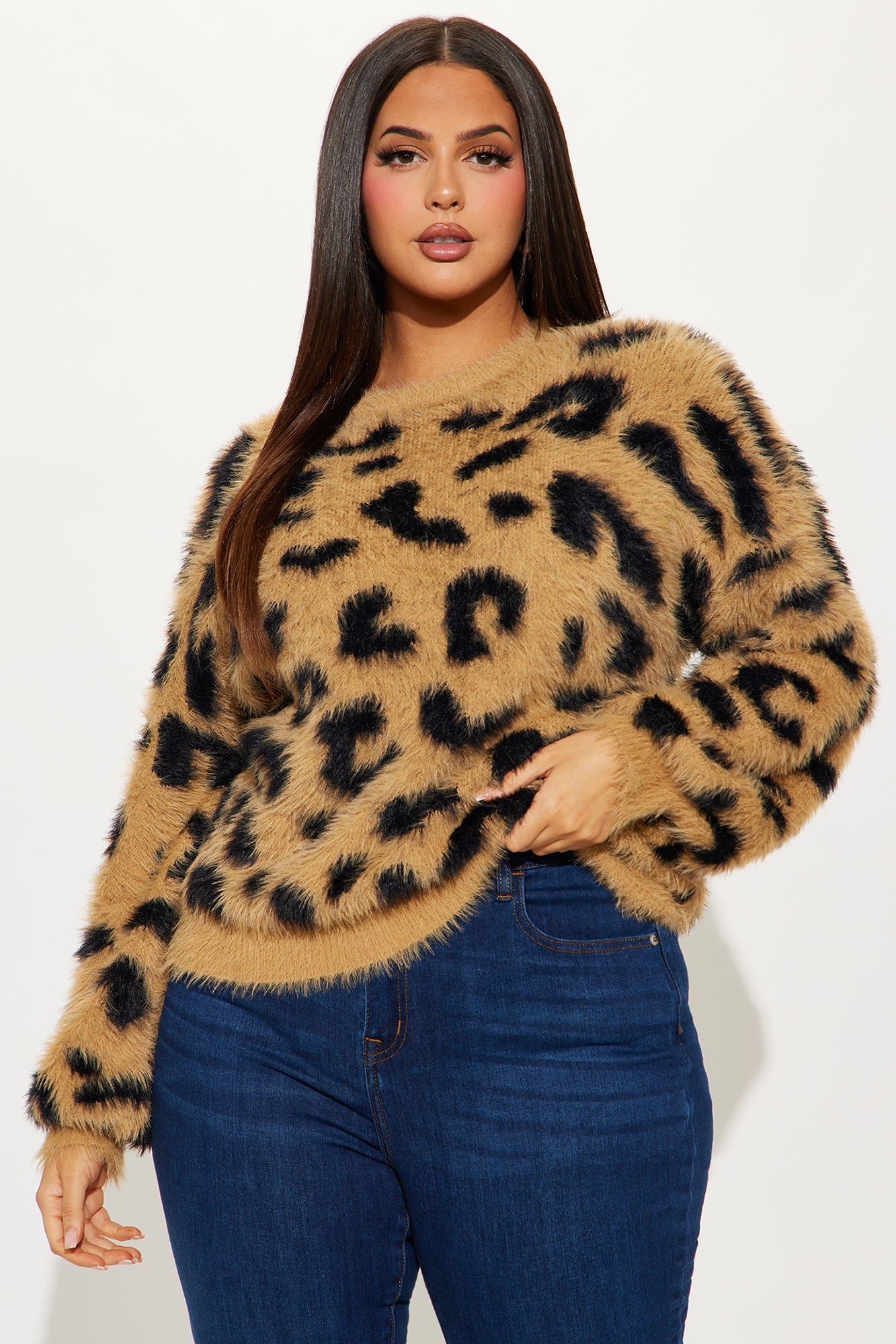 Leopard Crew Neck Knit Sweater