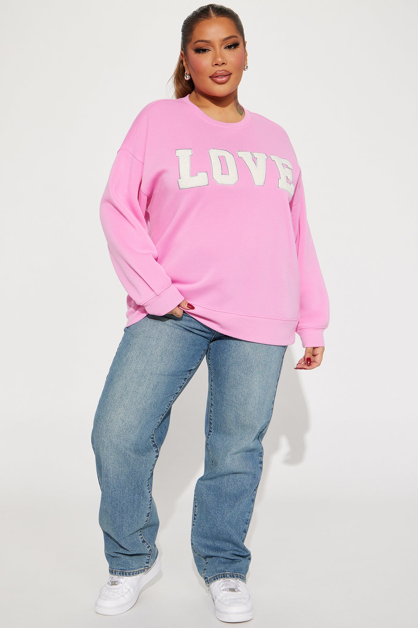 Love Embroidered Crew Neck Sweatshirt