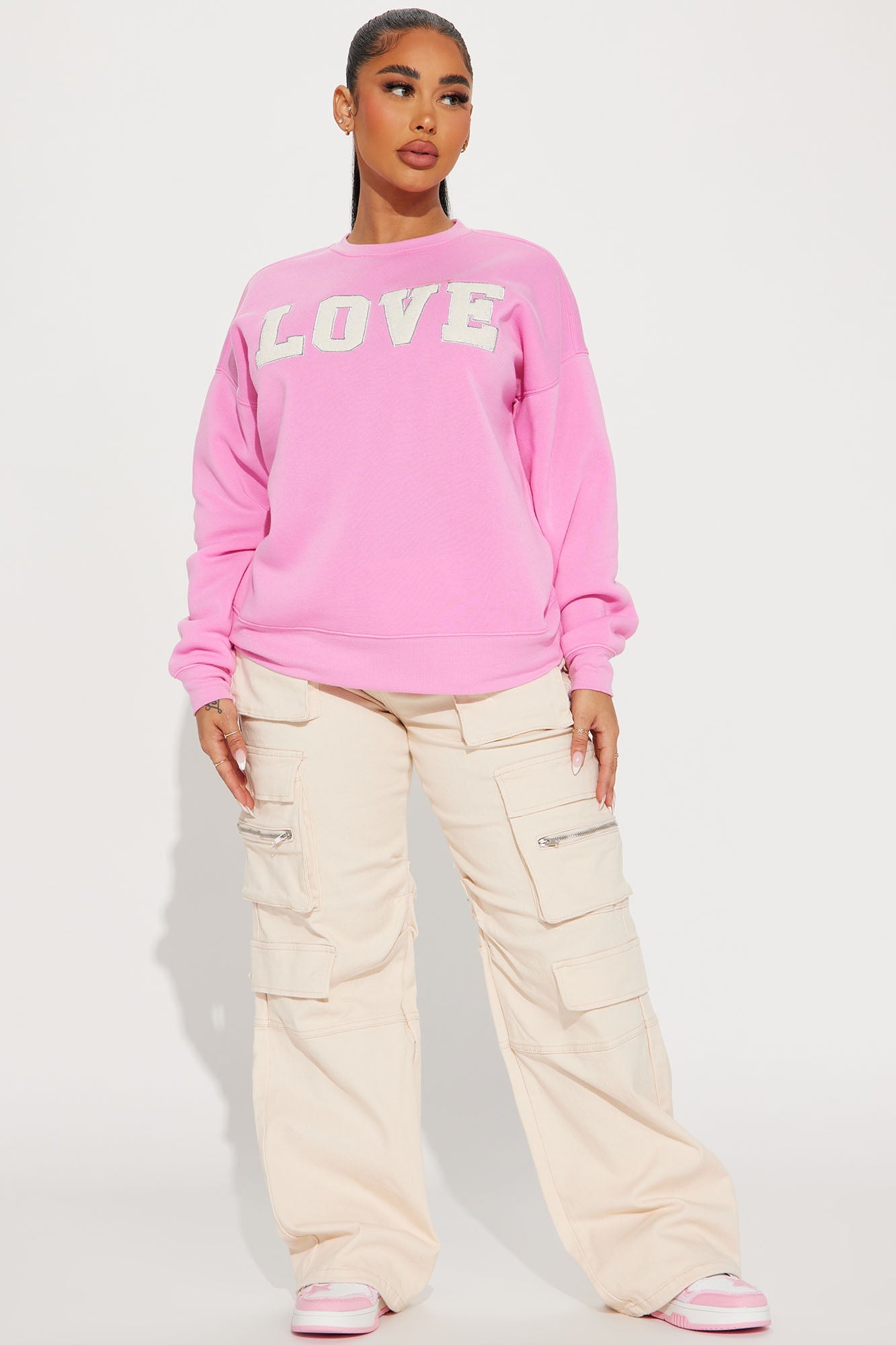 Love Embroidered Crew Neck Sweatshirt