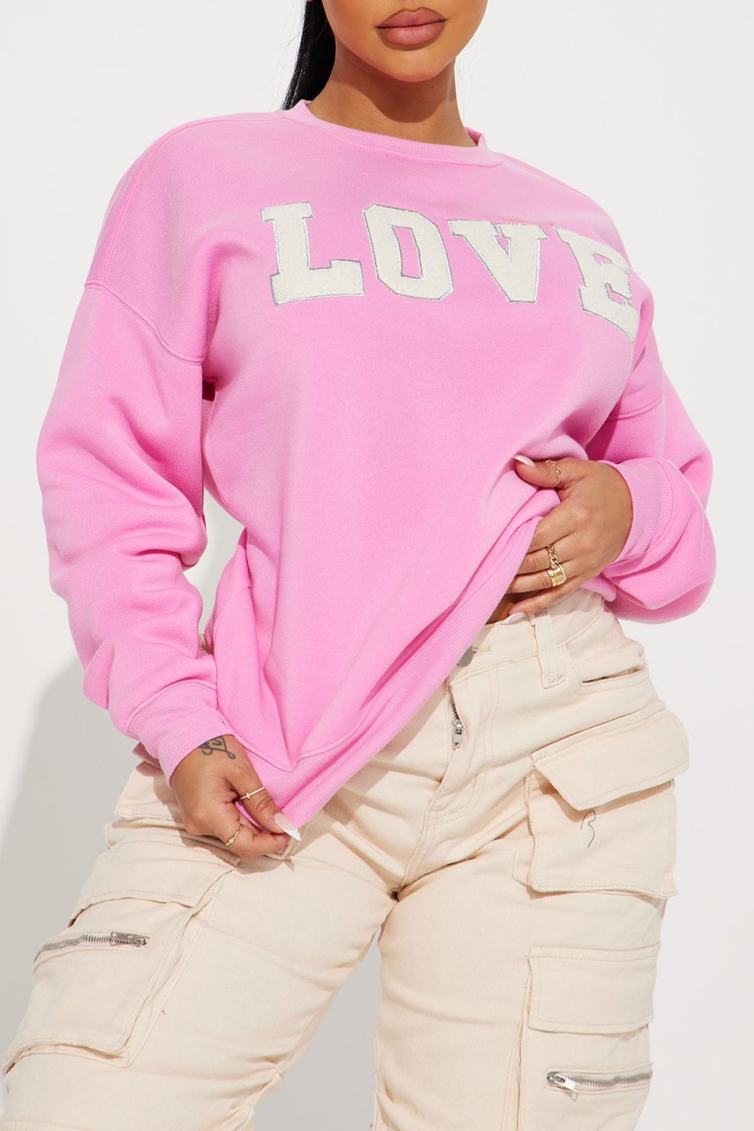 Love Embroidered Crew Neck Sweatshirt