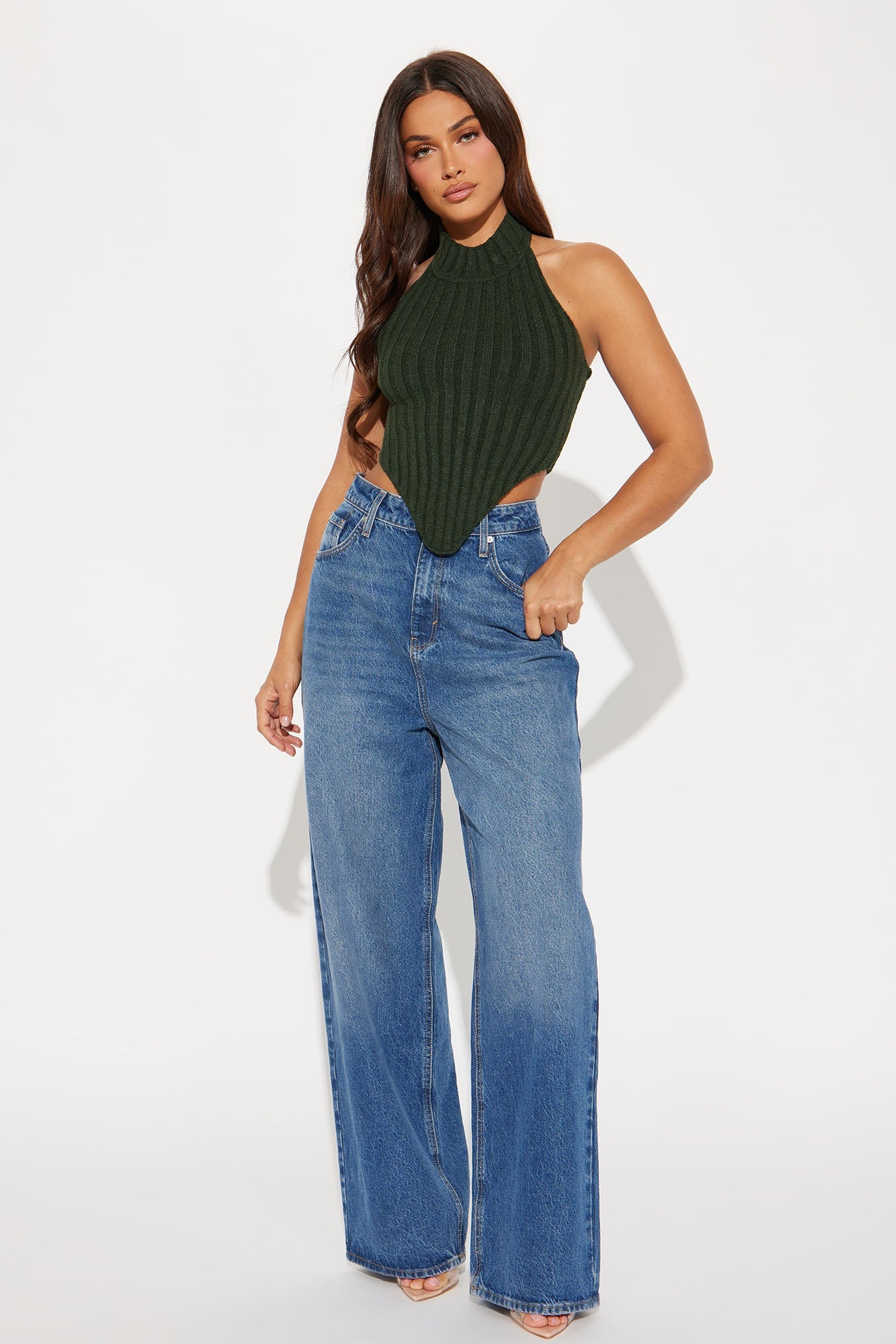 Mock Neck Sleeveless Sweater Top