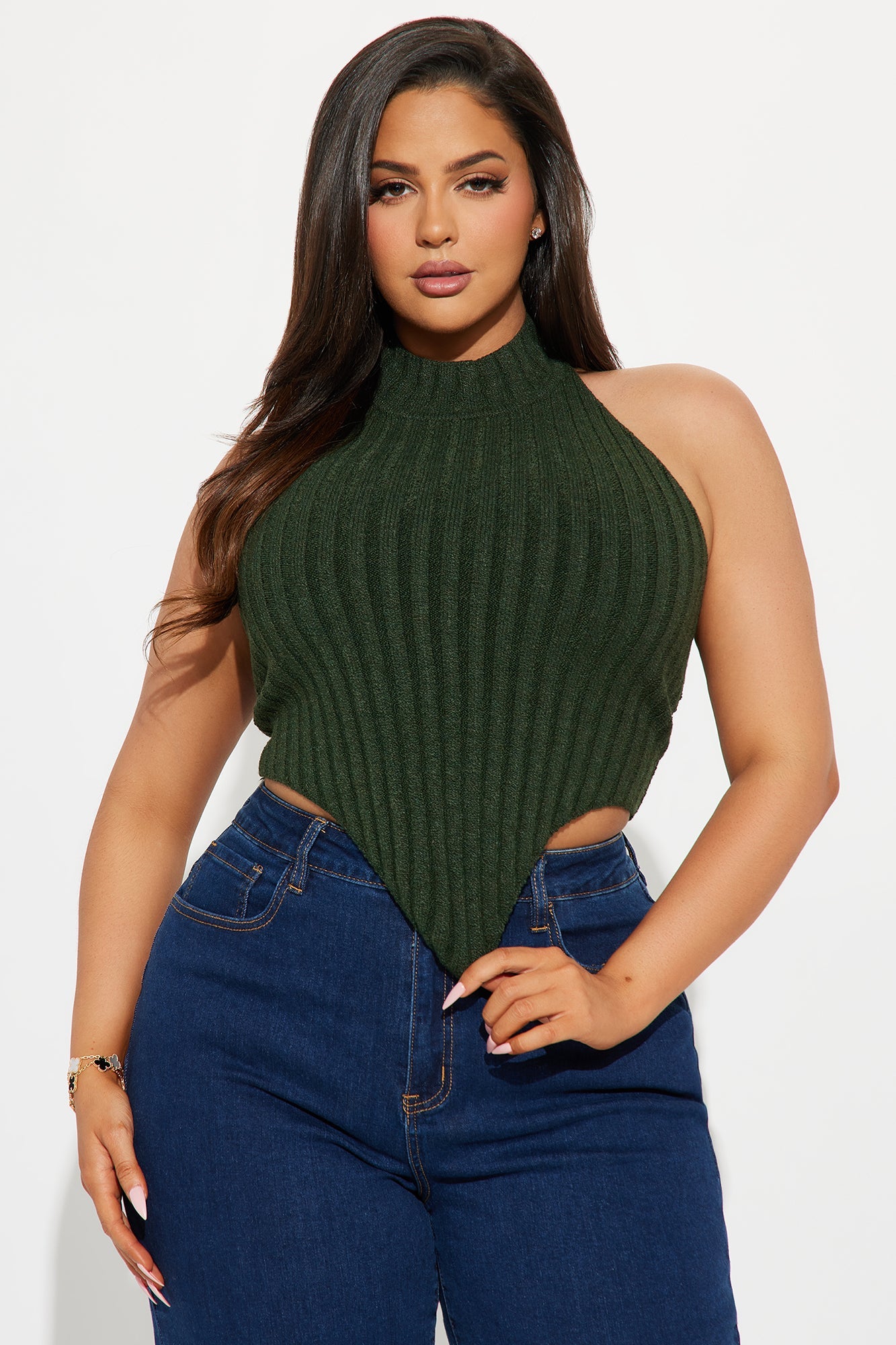 Mock Neck Sleeveless Sweater Top