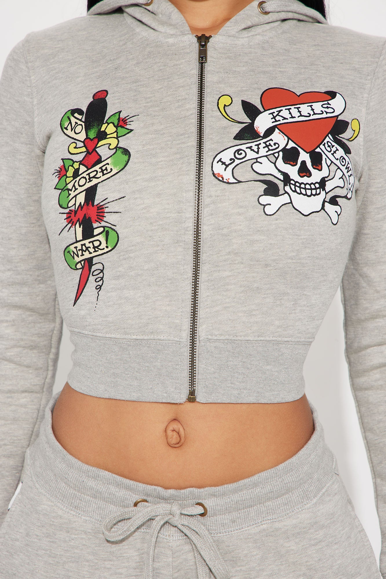 Skull And Dagger Zip Front Hoodie Set