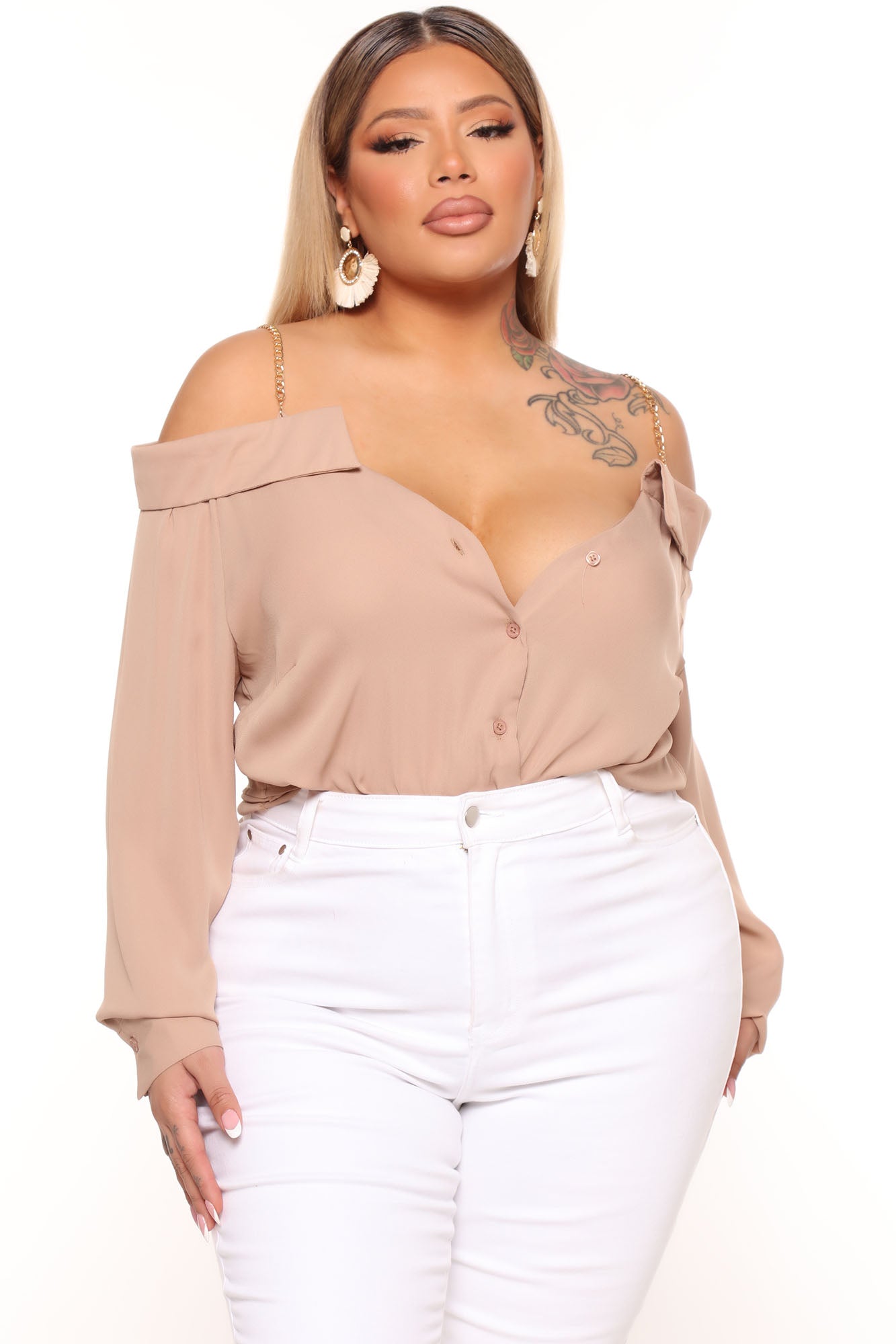 Off The Chain Chiffon Long Sleeve Top