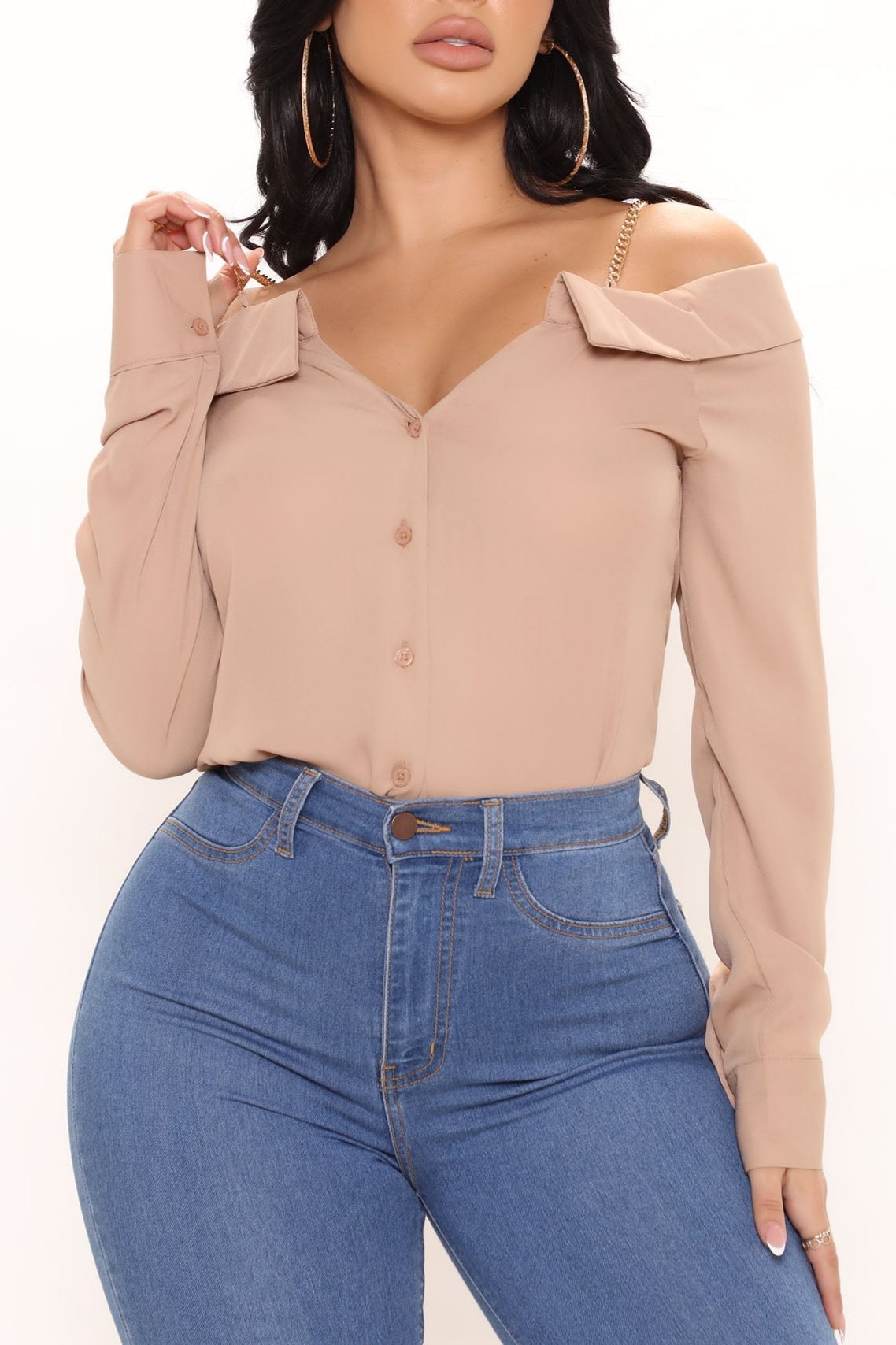 Off The Chain Chiffon Long Sleeve Top