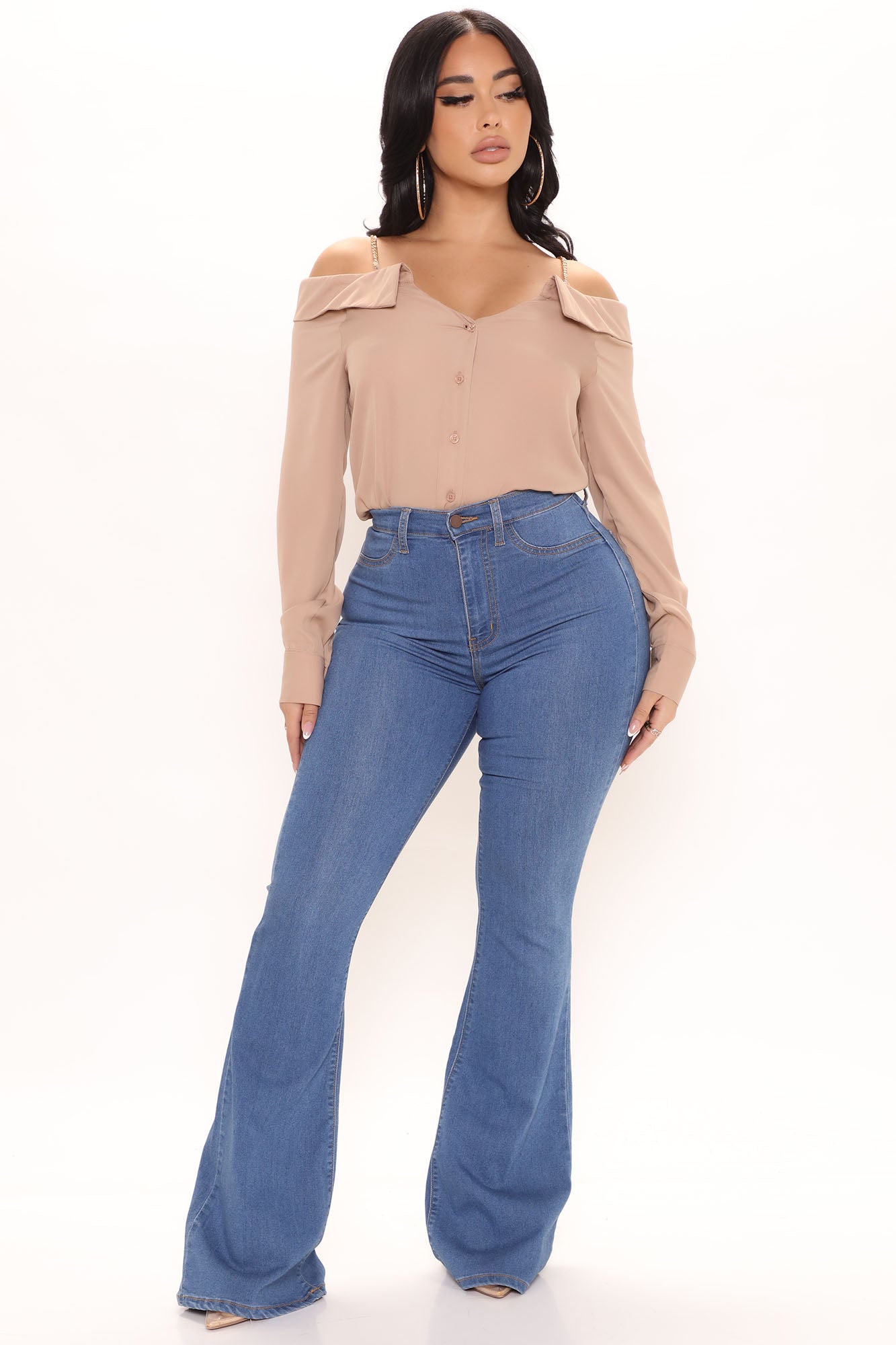 Off The Chain Chiffon Long Sleeve Top