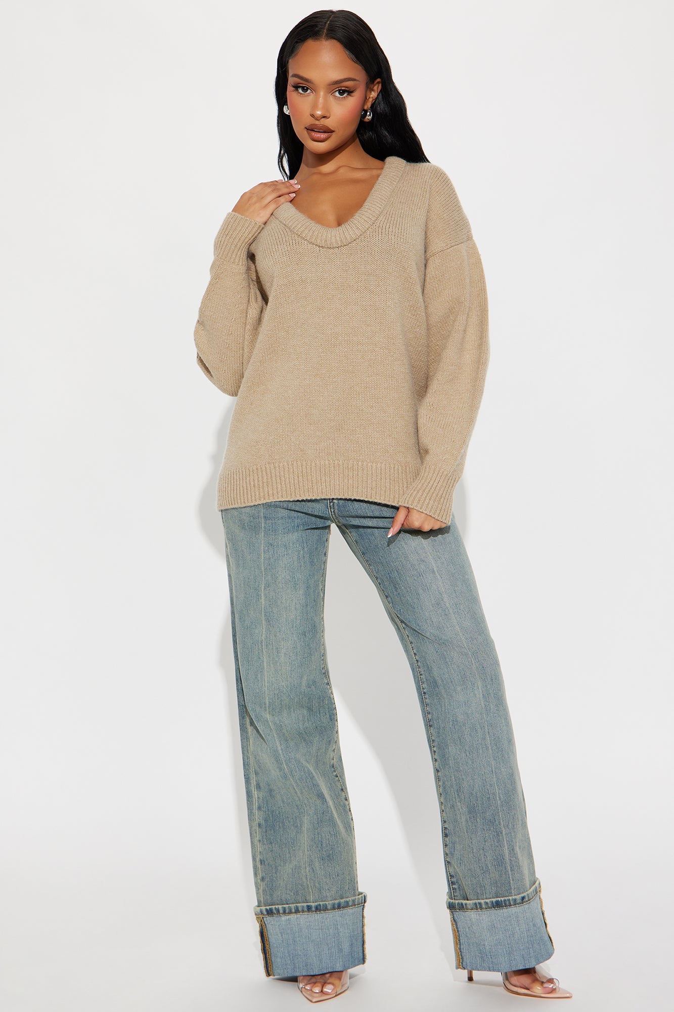 Long Sleeve Ribbed Hem Sweater