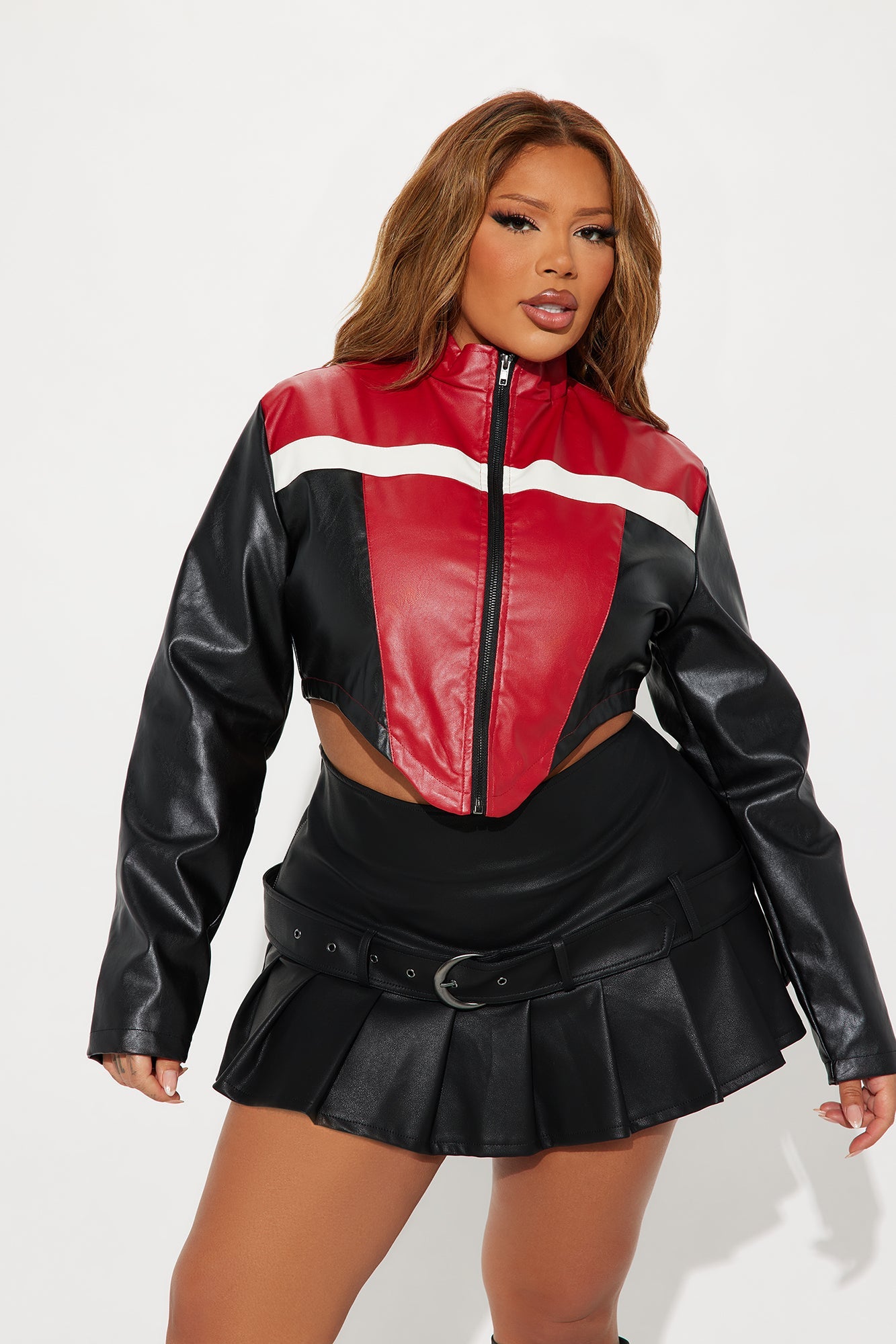 Colorblock Faux Leather Jacket