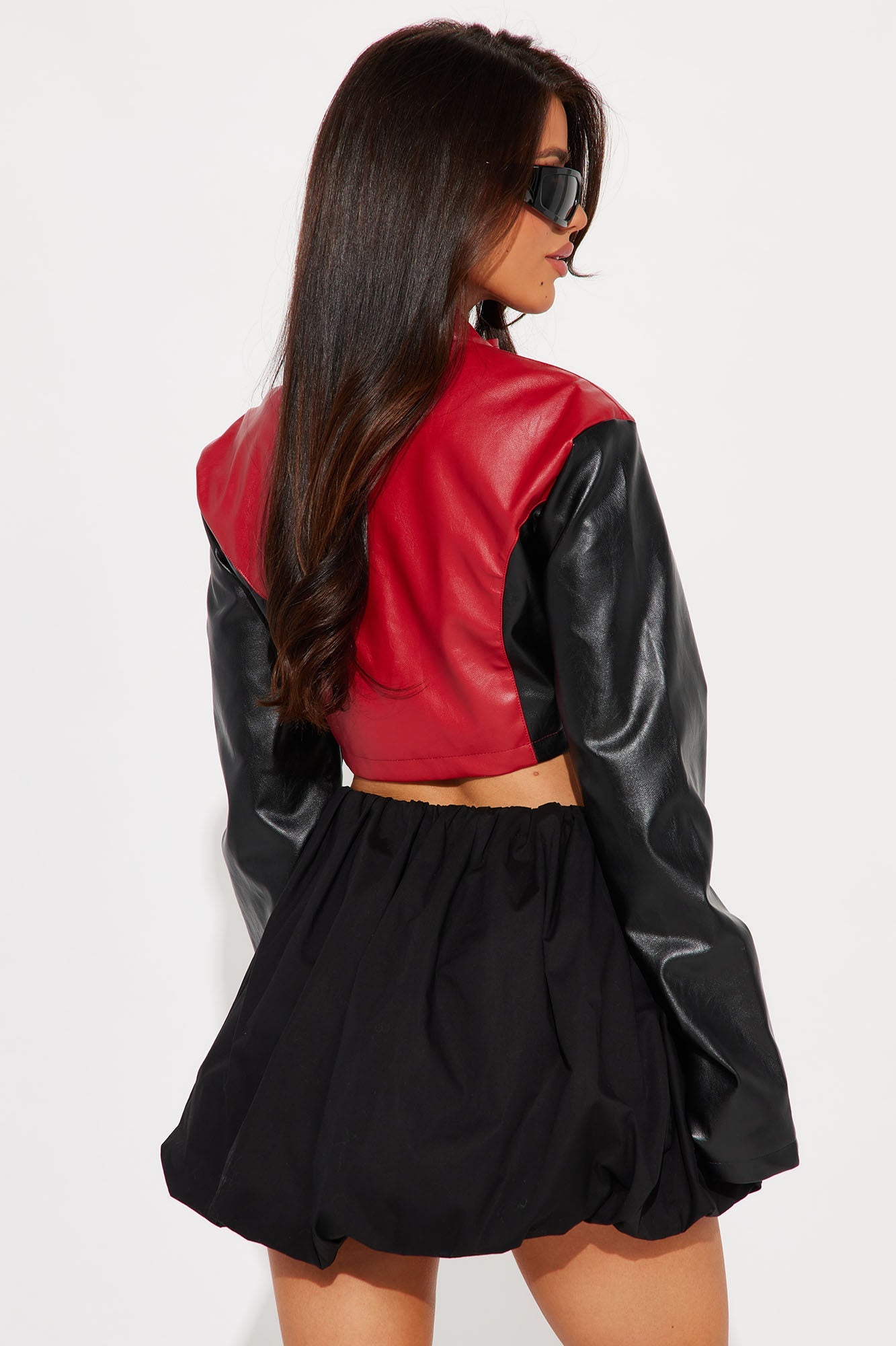 Colorblock Faux Leather Jacket