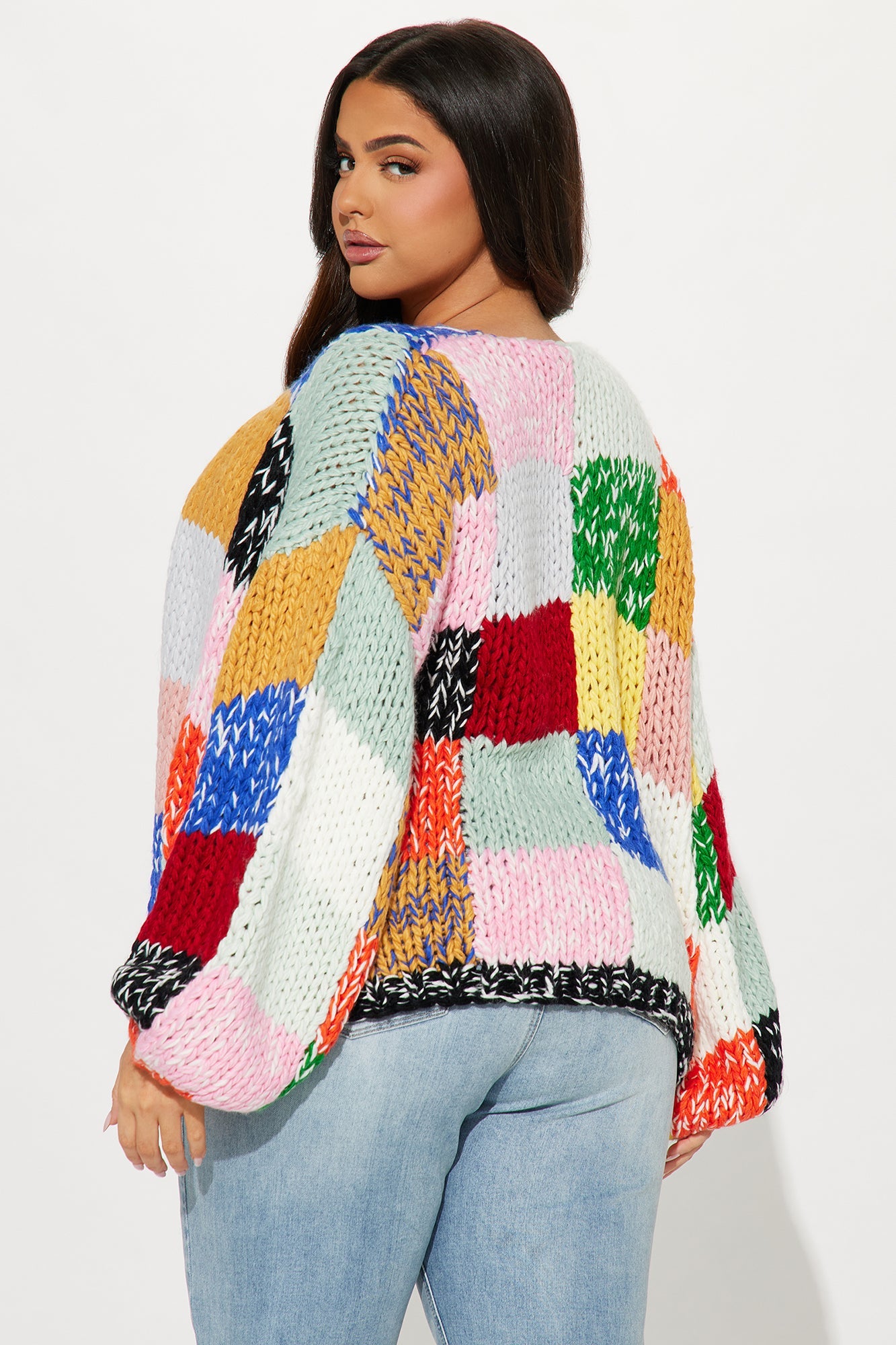 Multi Color Open Front Knit Cardigan