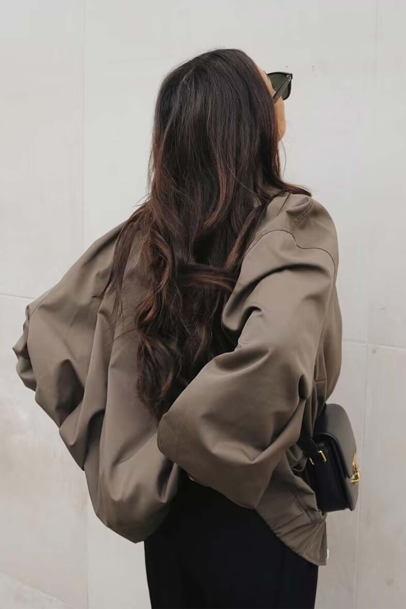 Front Zip Oversized Bomber Jacket