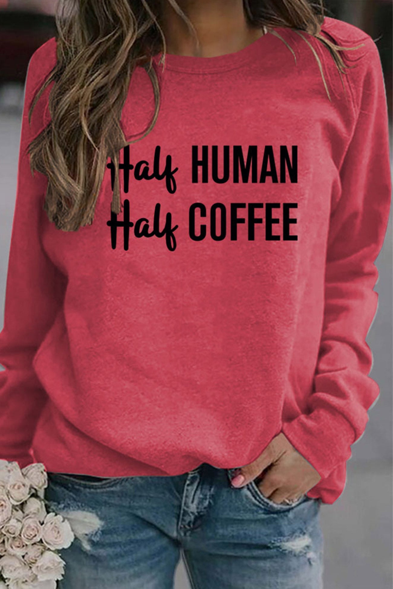 Half Coffee Half Human Printed Sweatshirt