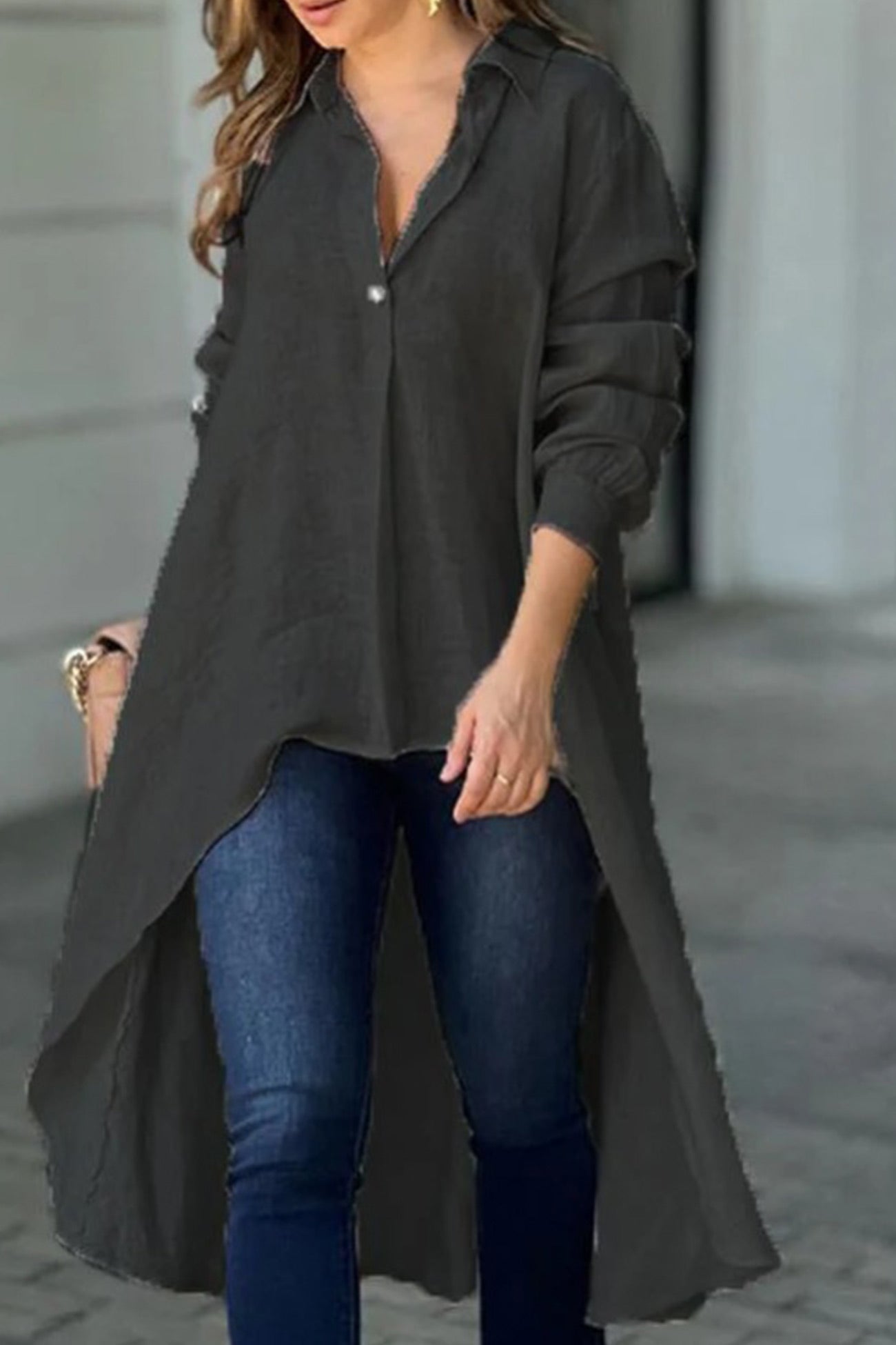 High Low Single-breasted Blouse