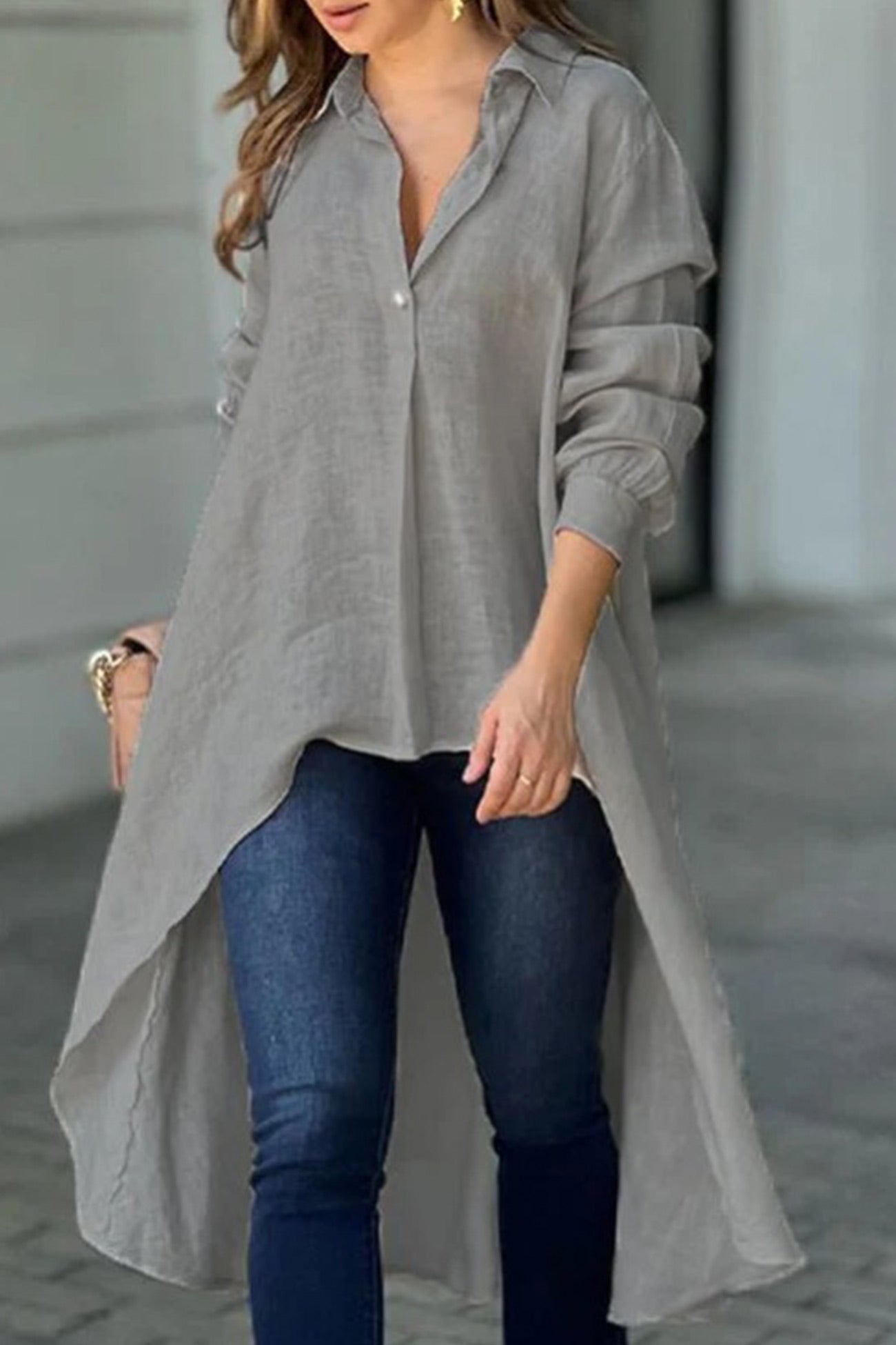 High Low Single-breasted Blouse