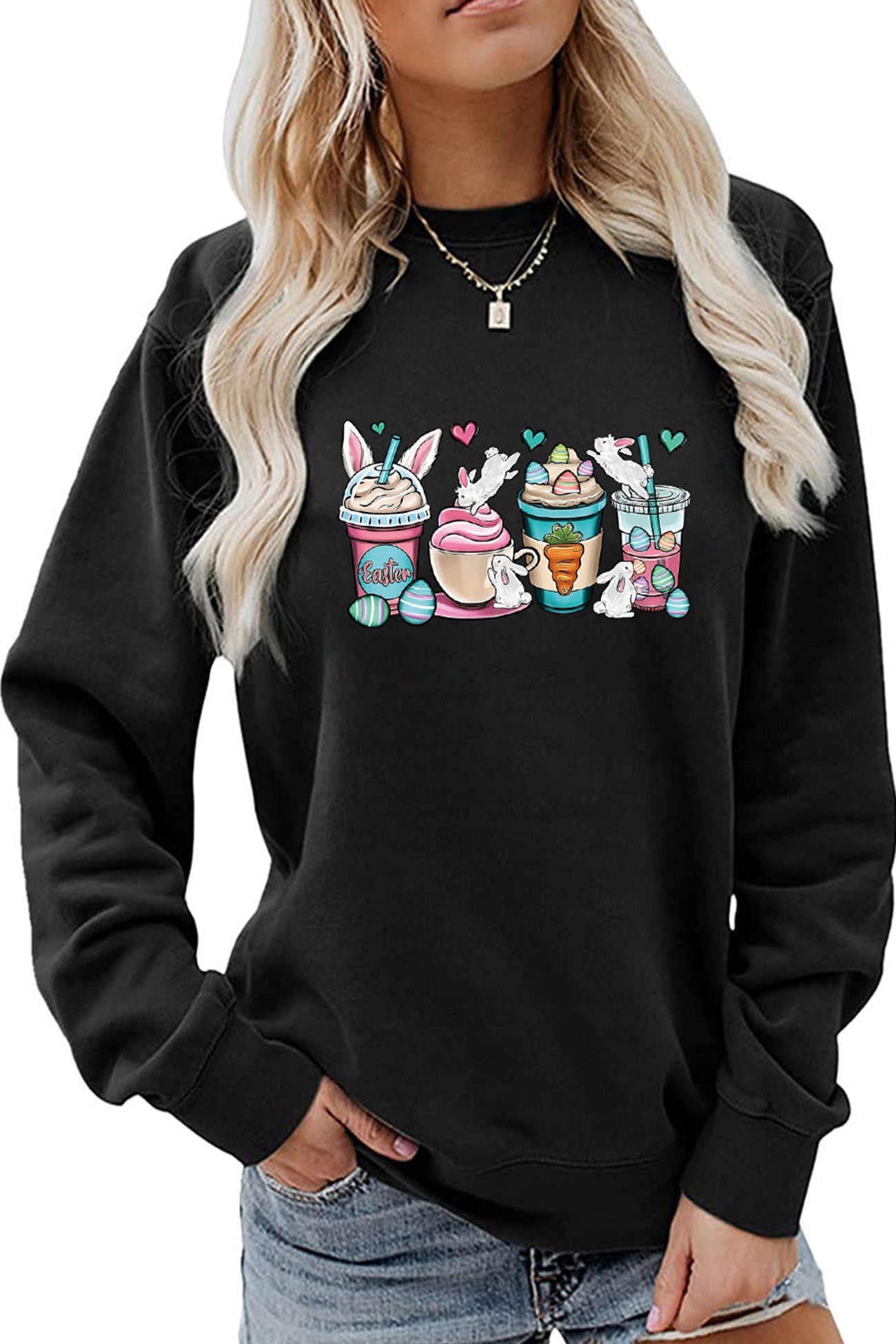 Ice Cream Bunny Print Sweatshirt