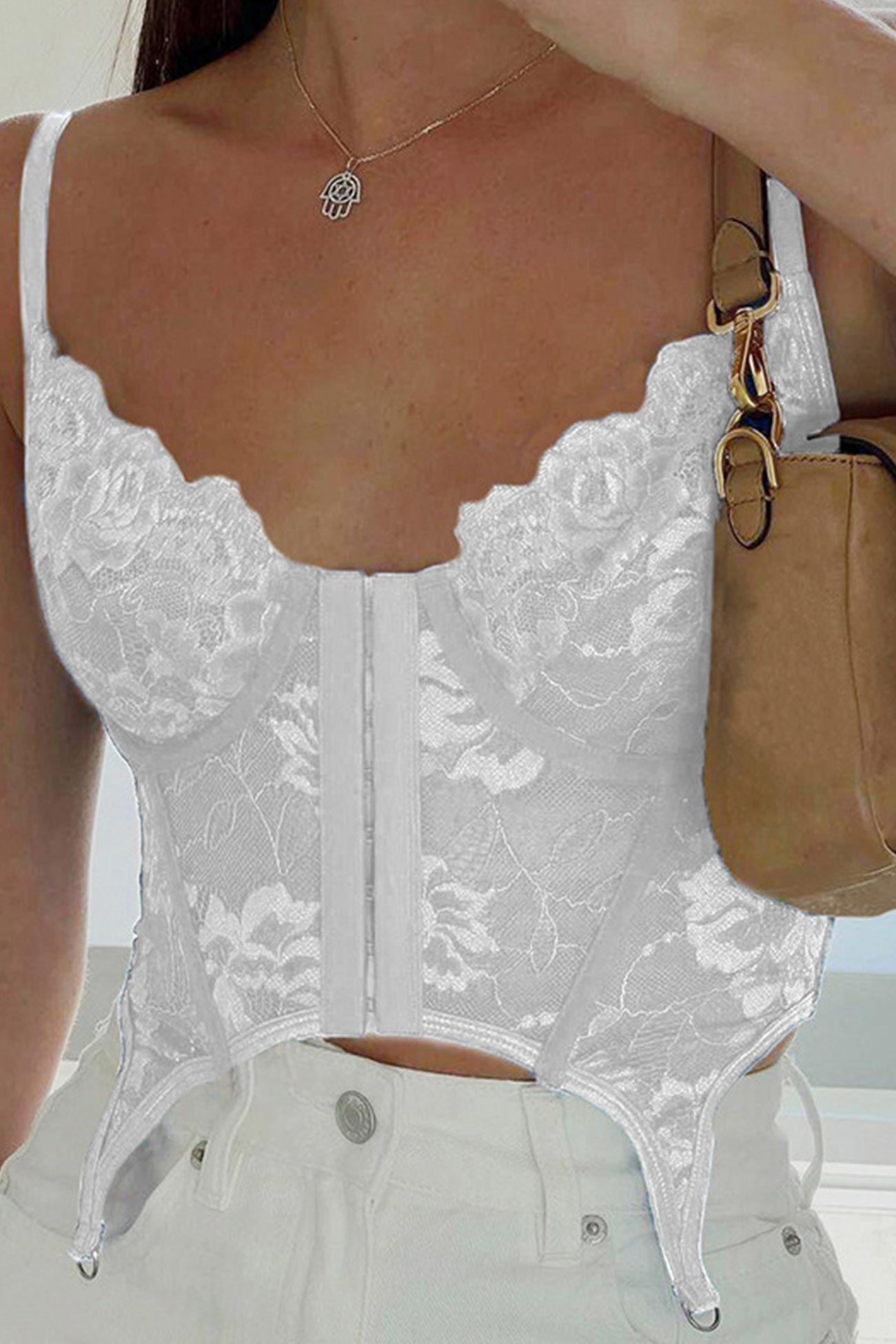 Lace Corset Crisscross Cami Tank Top