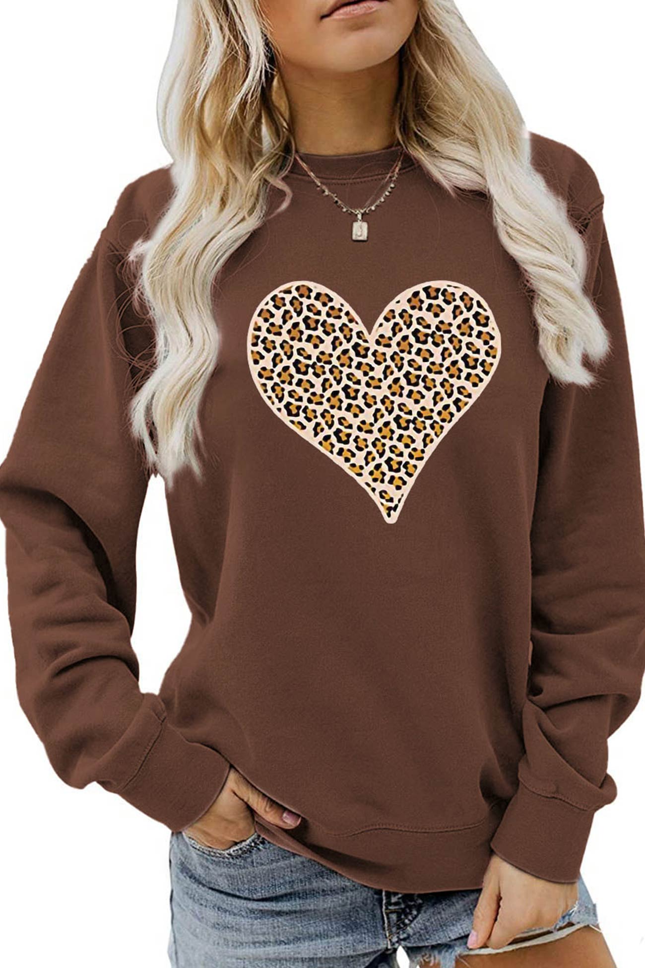 Leopard Print Hearts Sweatshirt