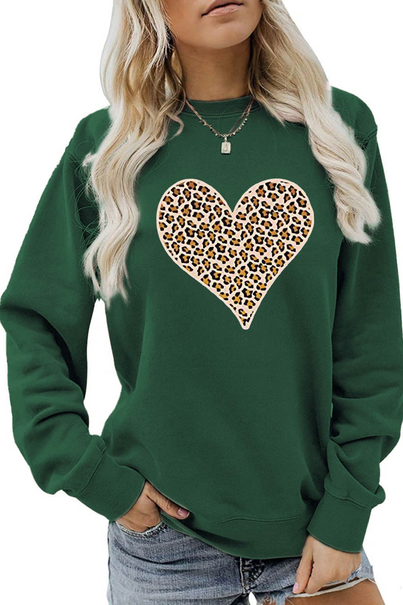 Leopard Print Hearts Sweatshirt