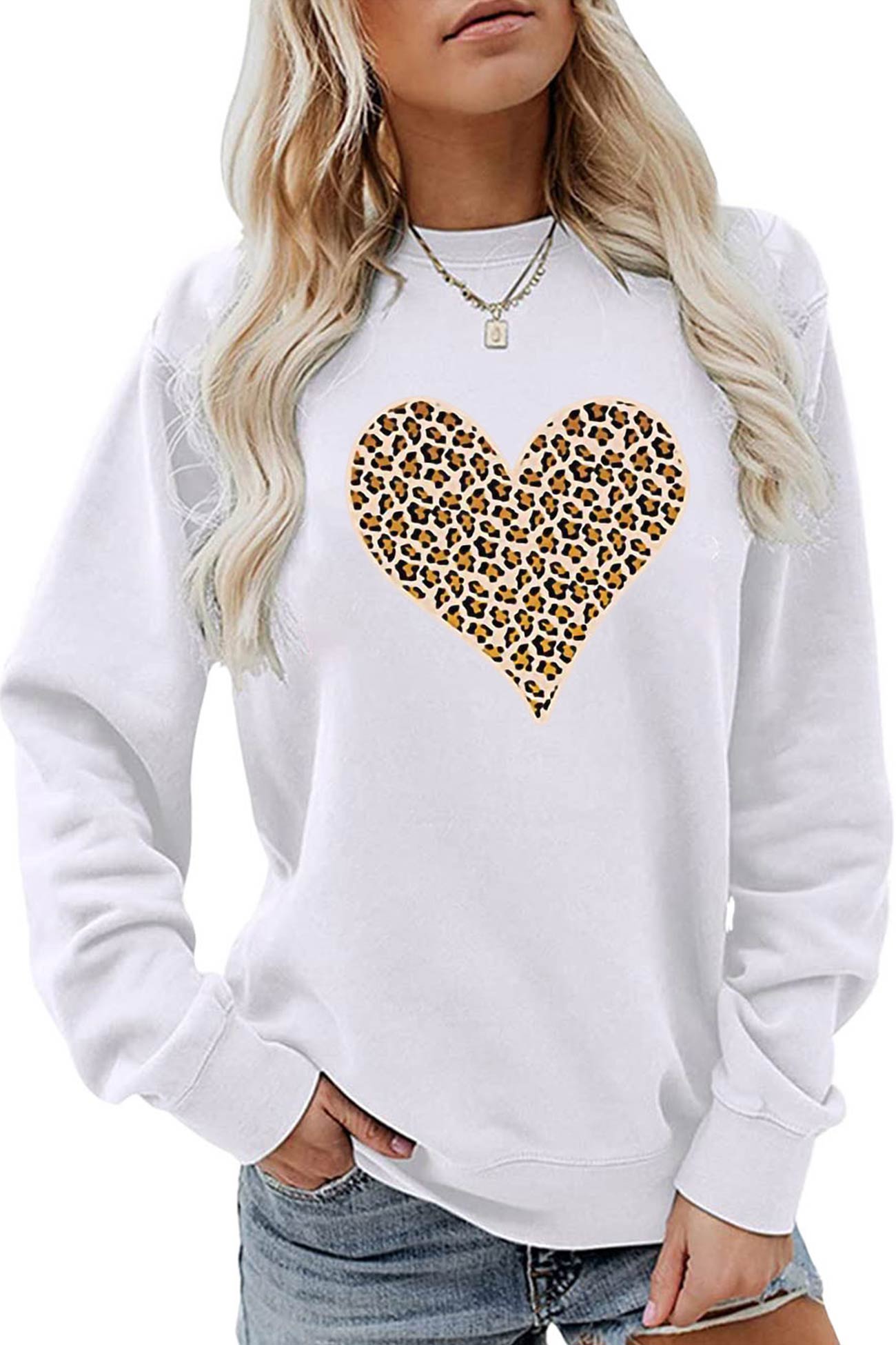 Leopard Print Hearts Sweatshirt