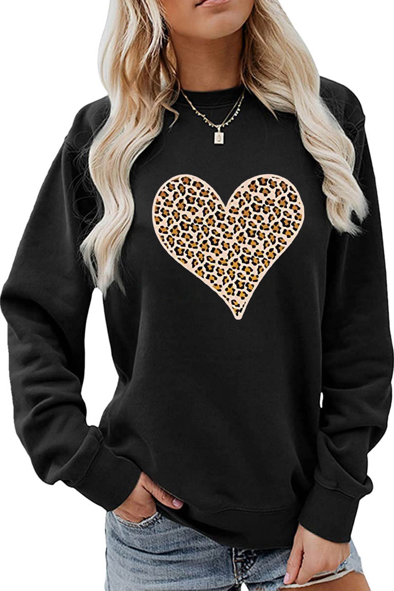 Leopard Print Hearts Sweatshirt