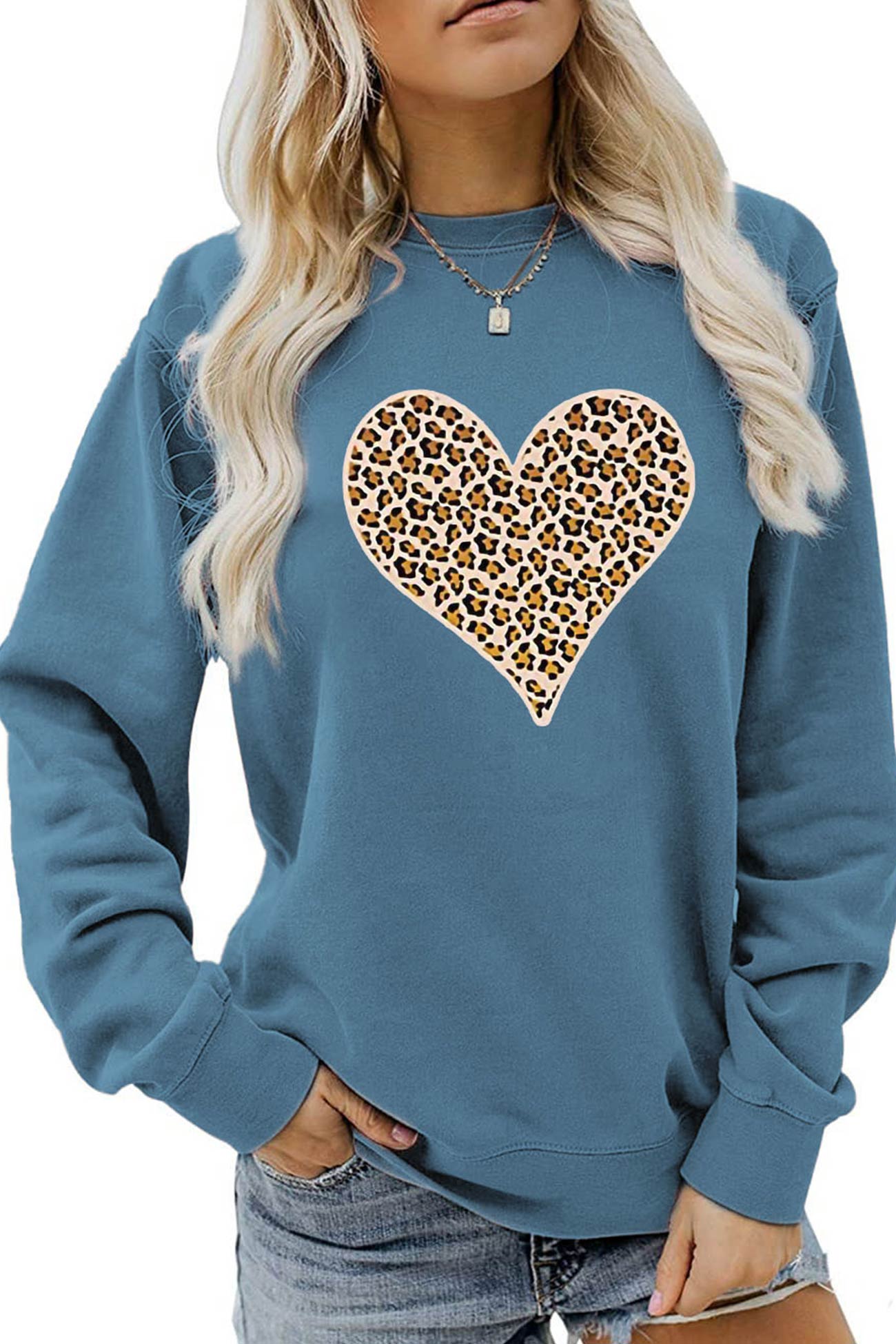 Leopard Print Hearts Sweatshirt