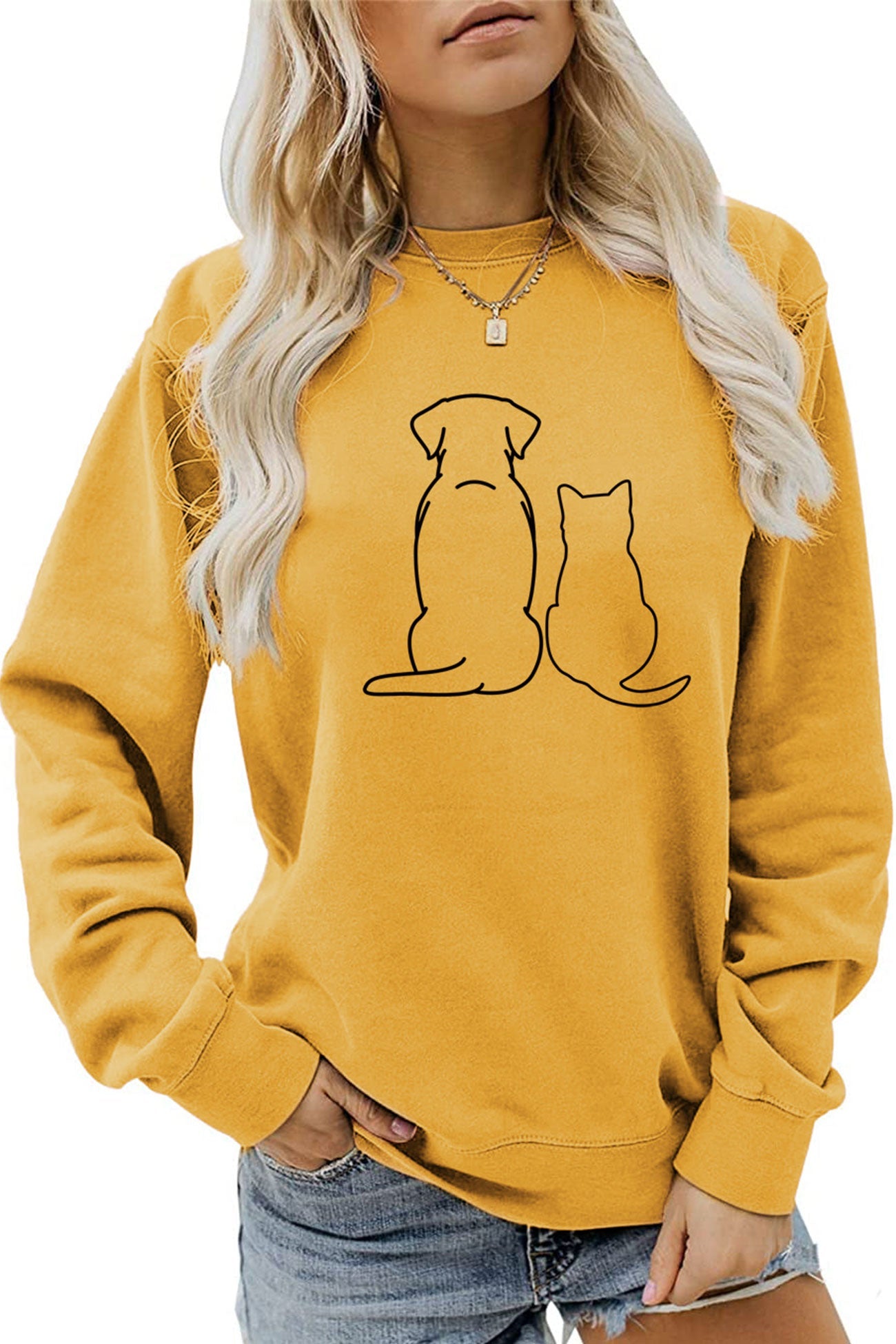 Lovely Dog & Kitty Graphic Sweatshirt