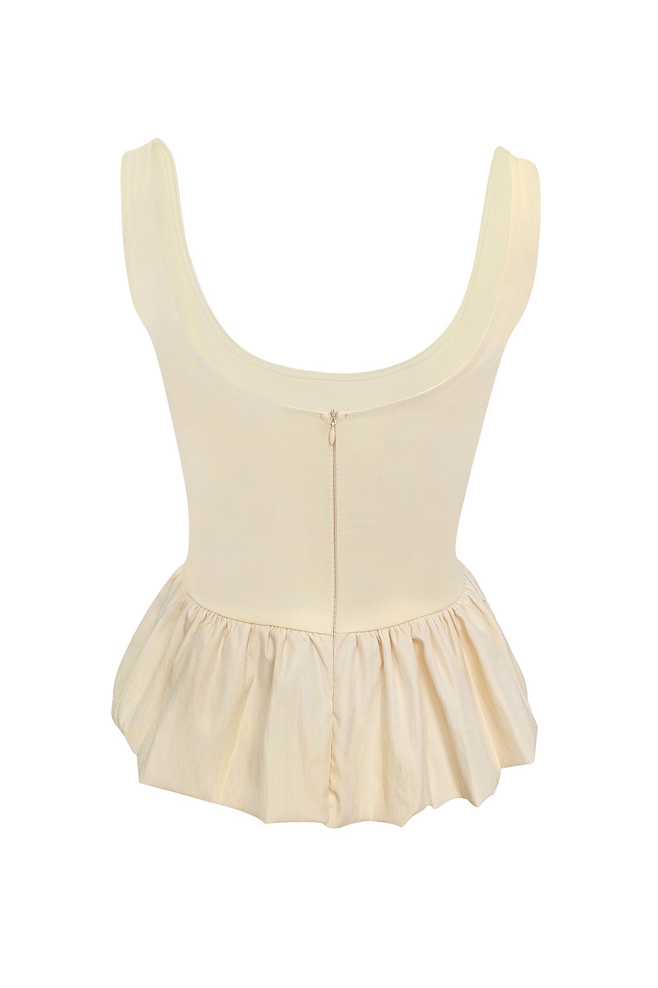 Low Cut Ruched Cotton Tank Top