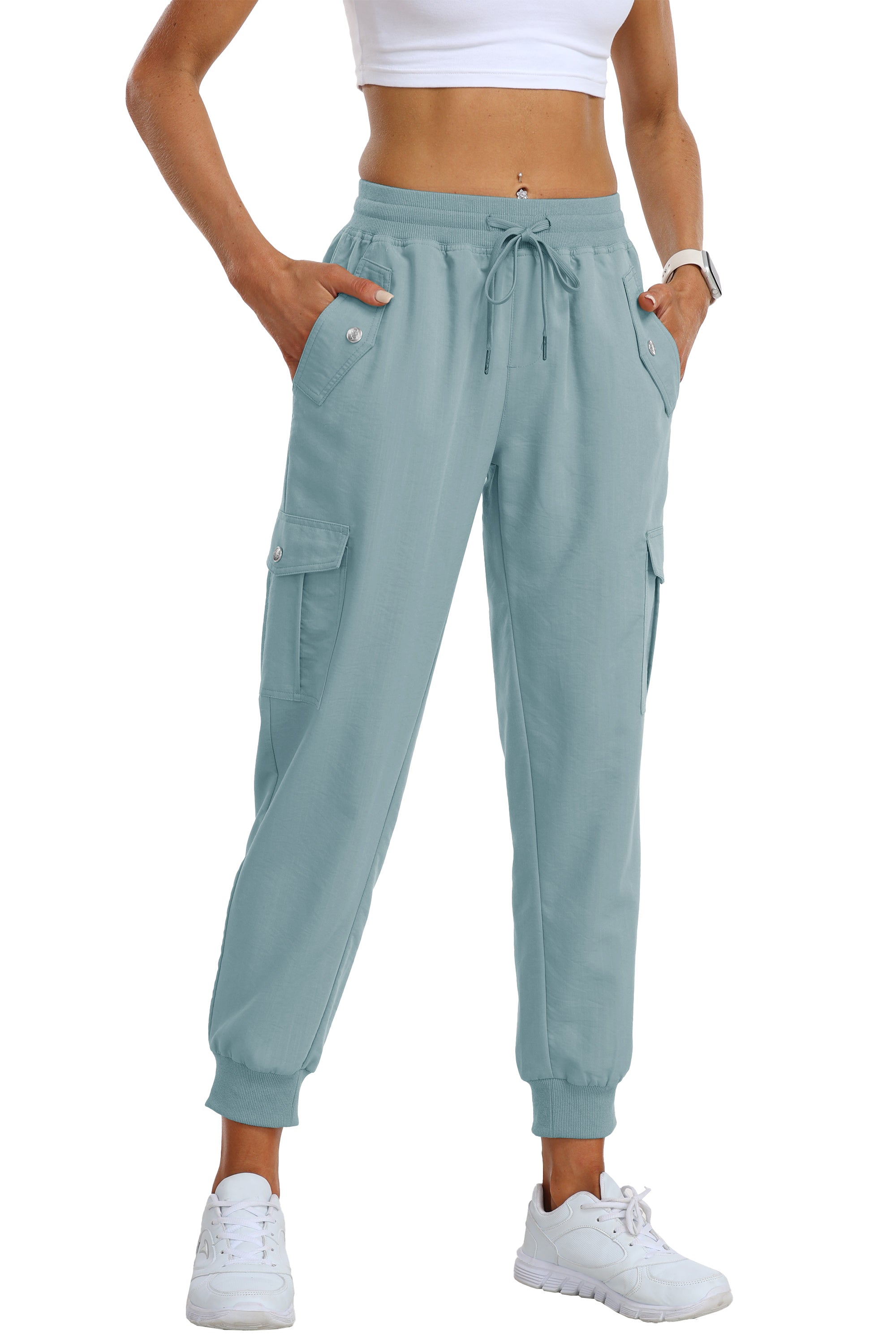 Women's outdoor lightweight joggers stretch waisted hiking pants