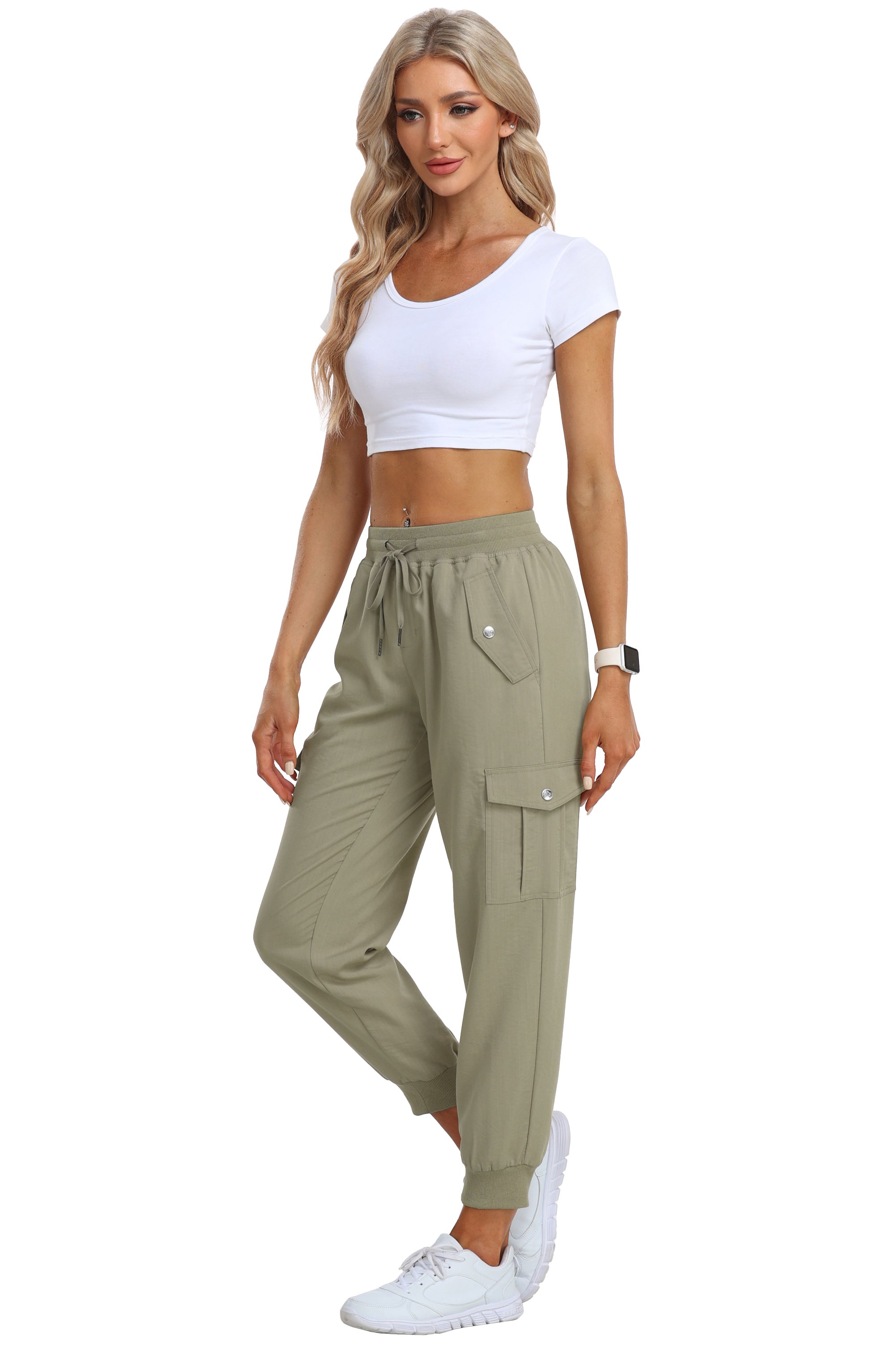 Women's outdoor lightweight joggers stretch waisted hiking pants