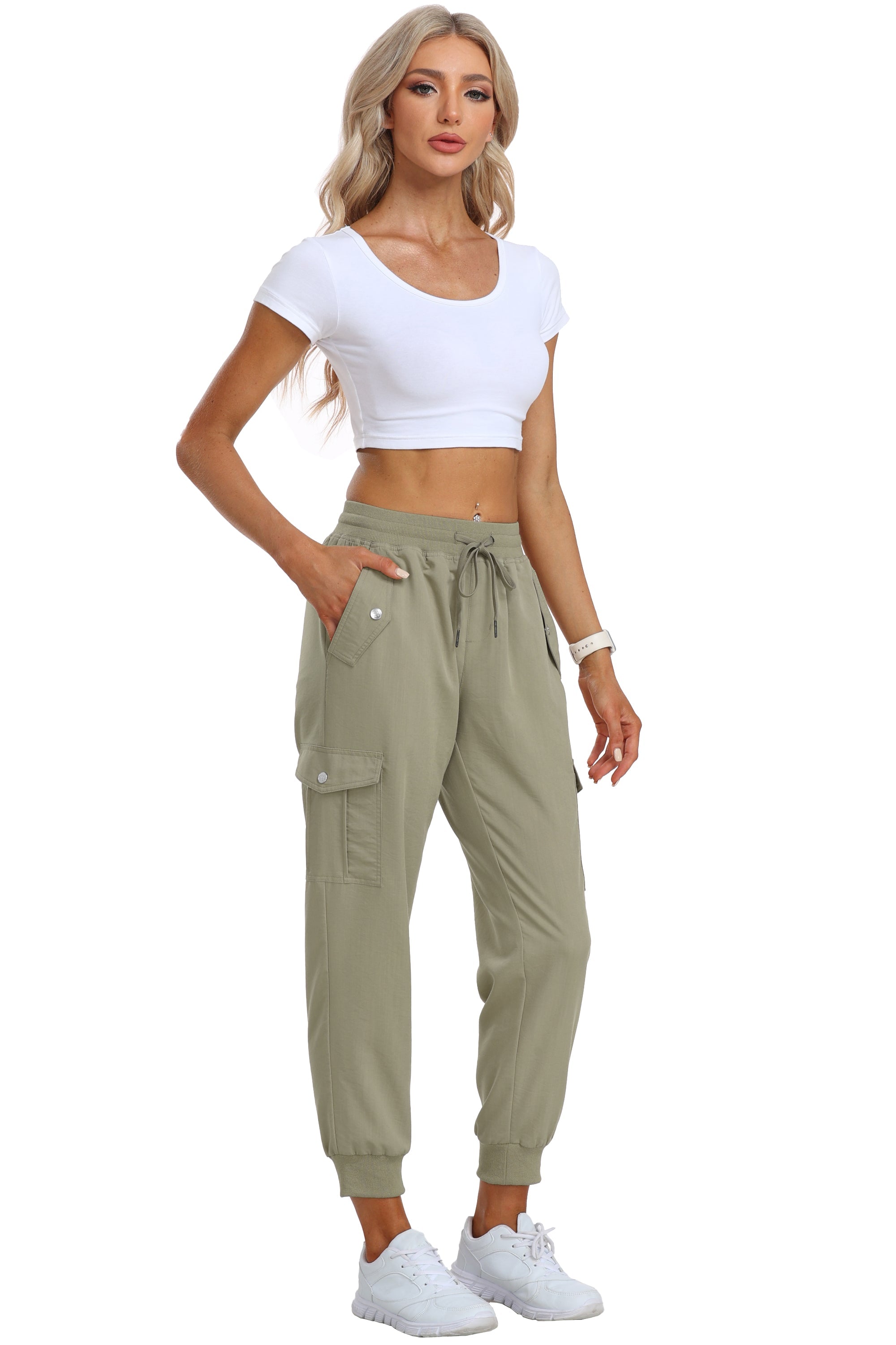 Women's outdoor lightweight joggers stretch waisted hiking pants