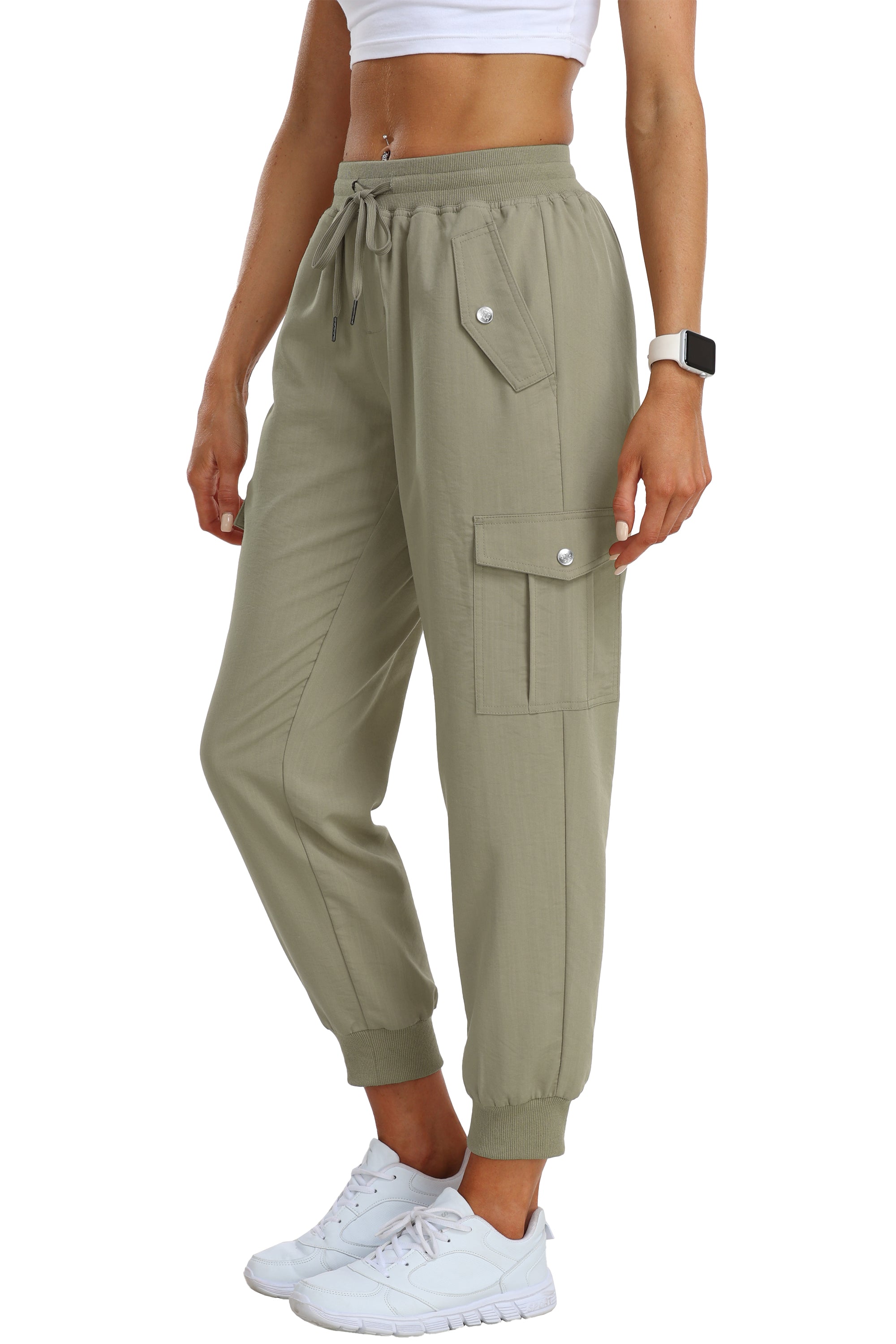 Women's outdoor lightweight joggers stretch waisted hiking pants