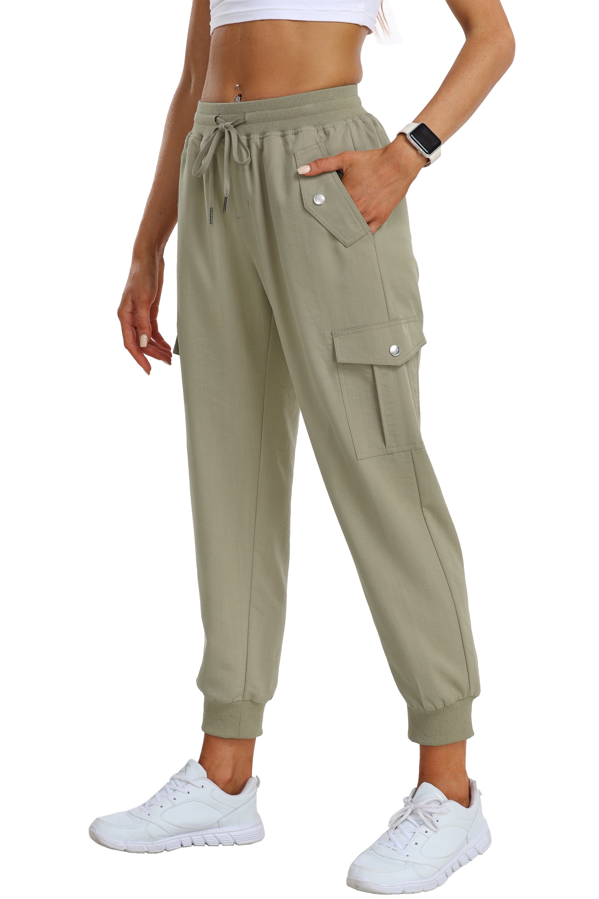 Women's outdoor lightweight joggers stretch waisted hiking pants