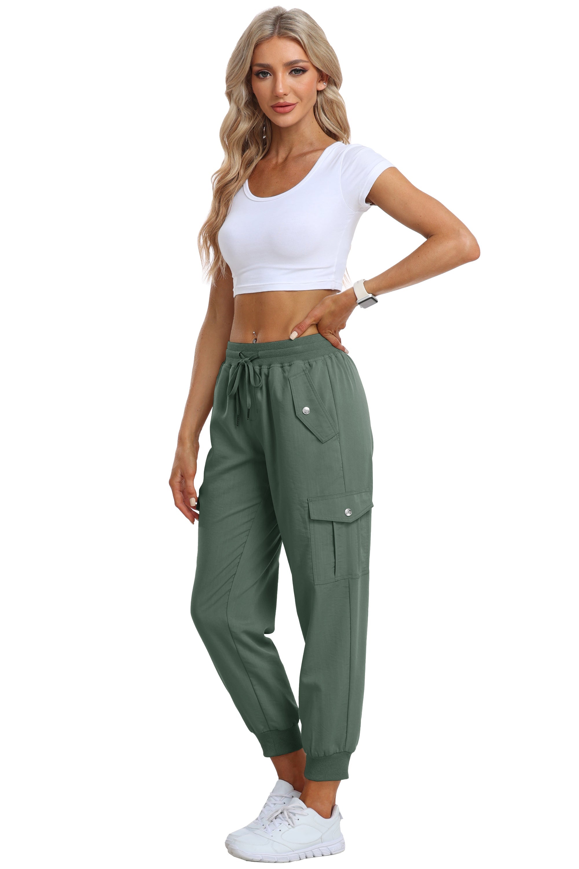 Women's outdoor lightweight joggers stretch waisted hiking pants