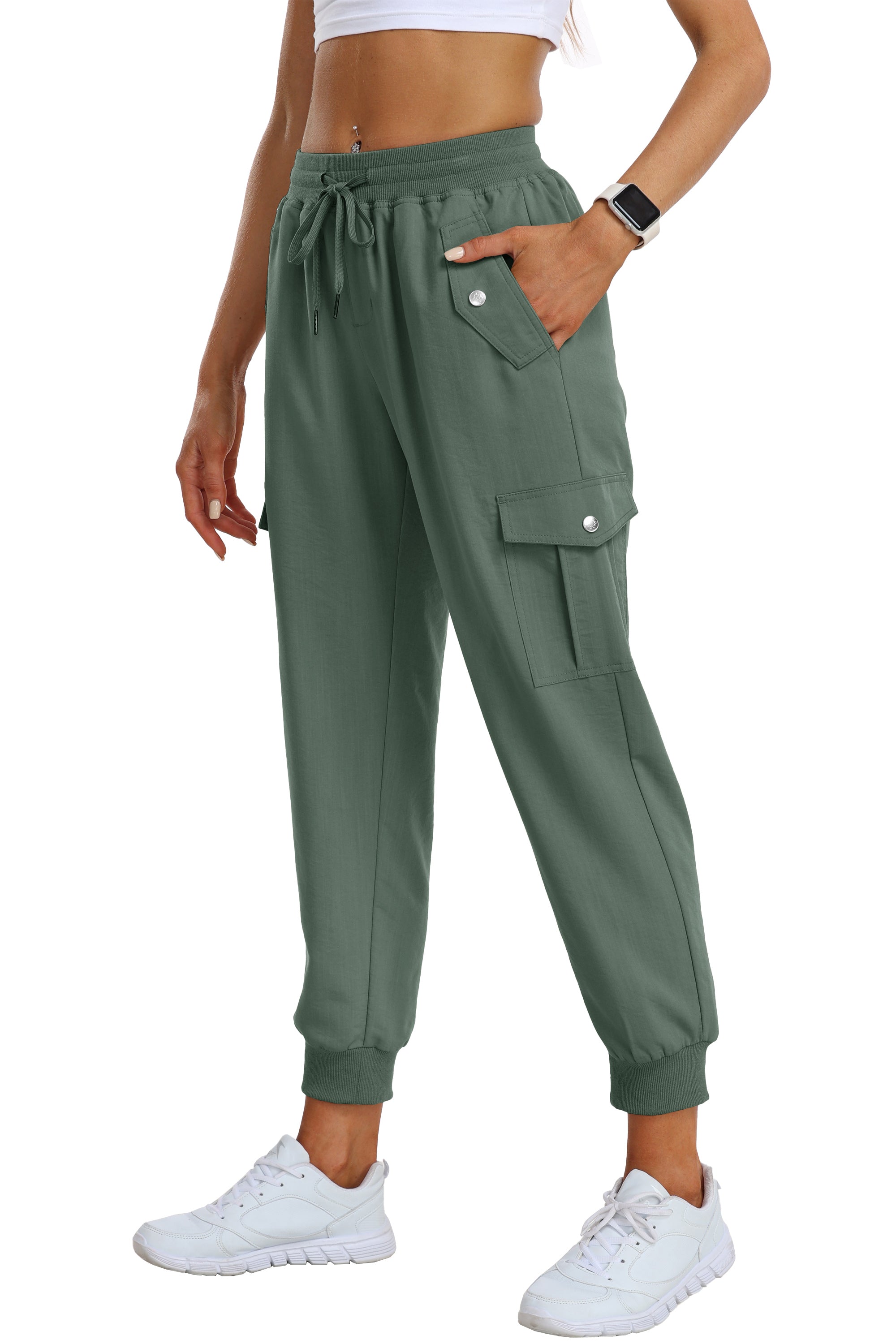 Women's outdoor lightweight joggers stretch waisted hiking pants