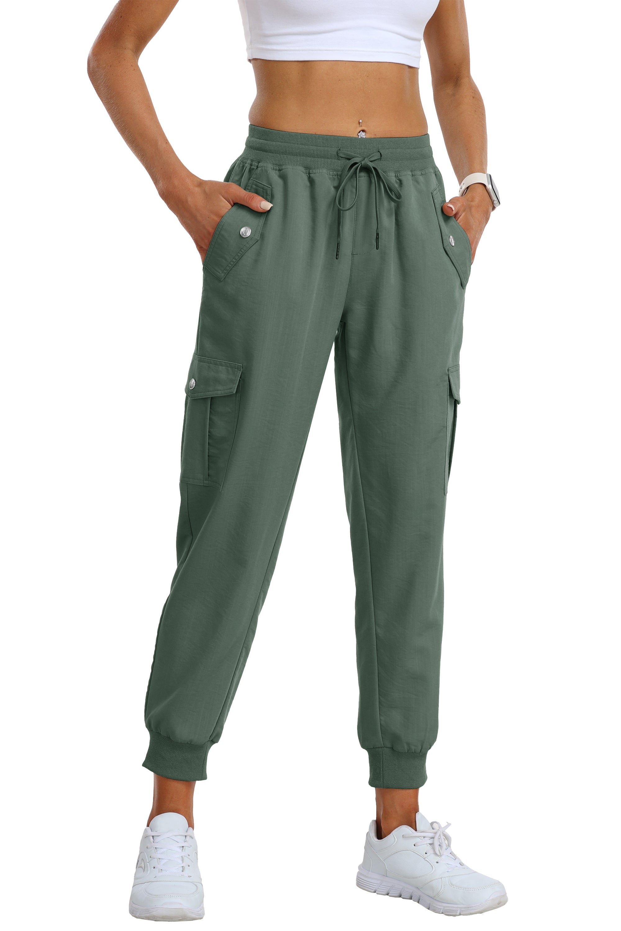 Women's outdoor lightweight joggers stretch waisted hiking pants