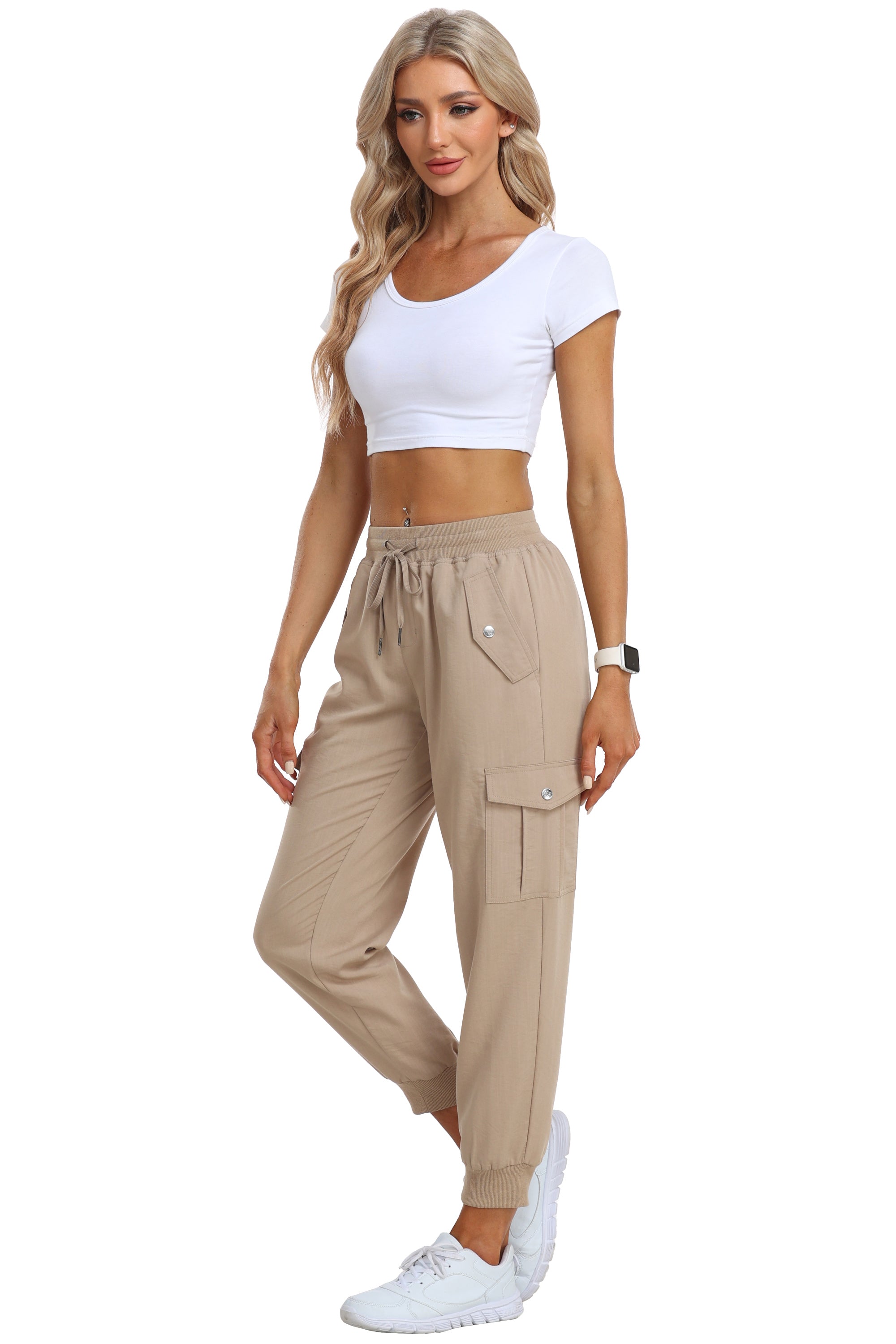 Women's outdoor lightweight joggers stretch waisted hiking pants