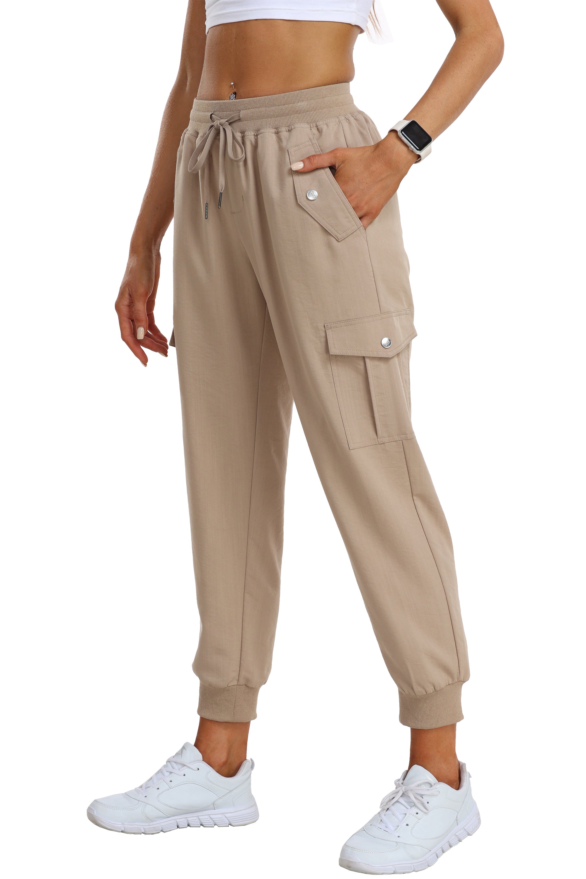 Women's outdoor lightweight joggers stretch waisted hiking pants