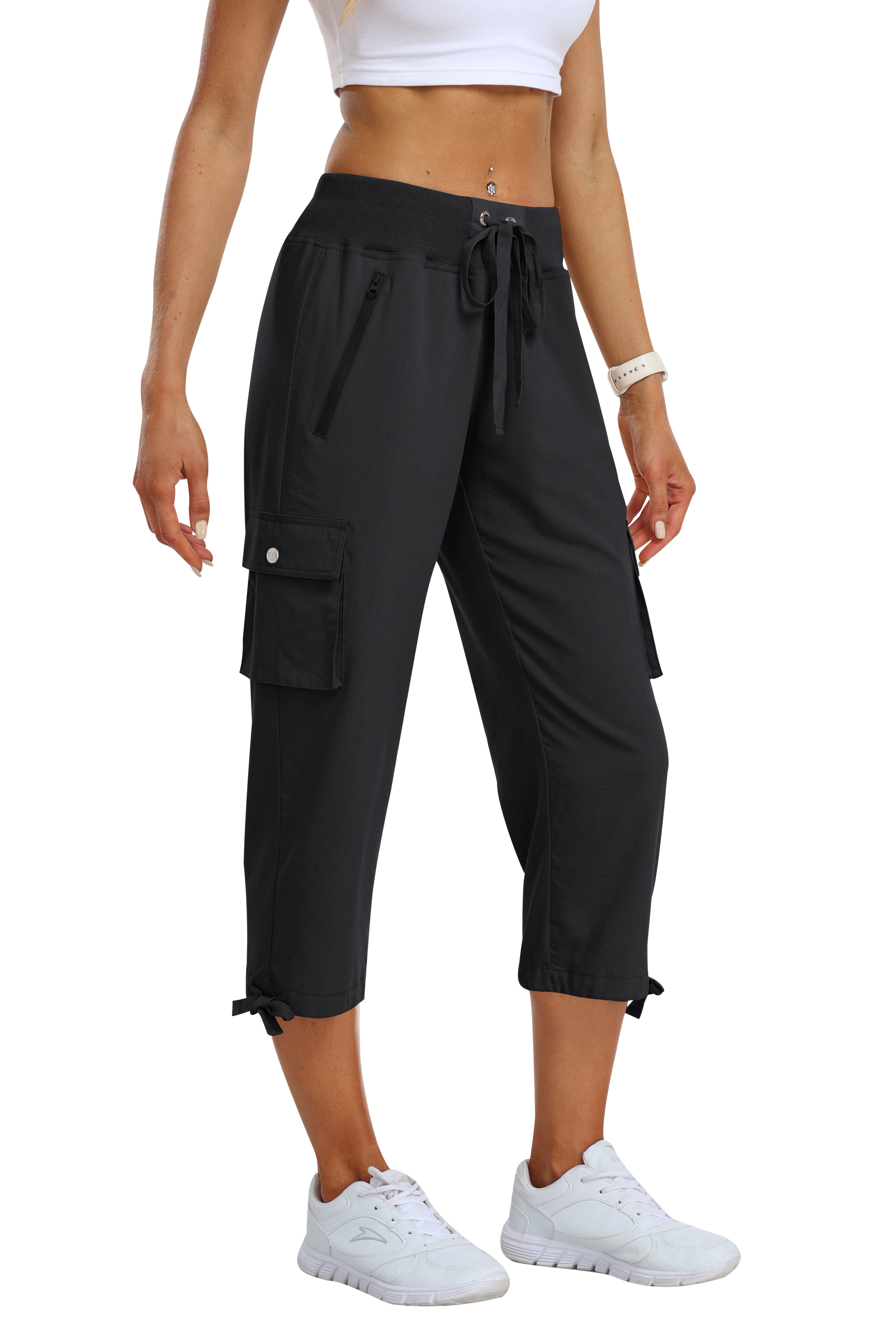 Women's loose casual quick drying travel cargo capri pants