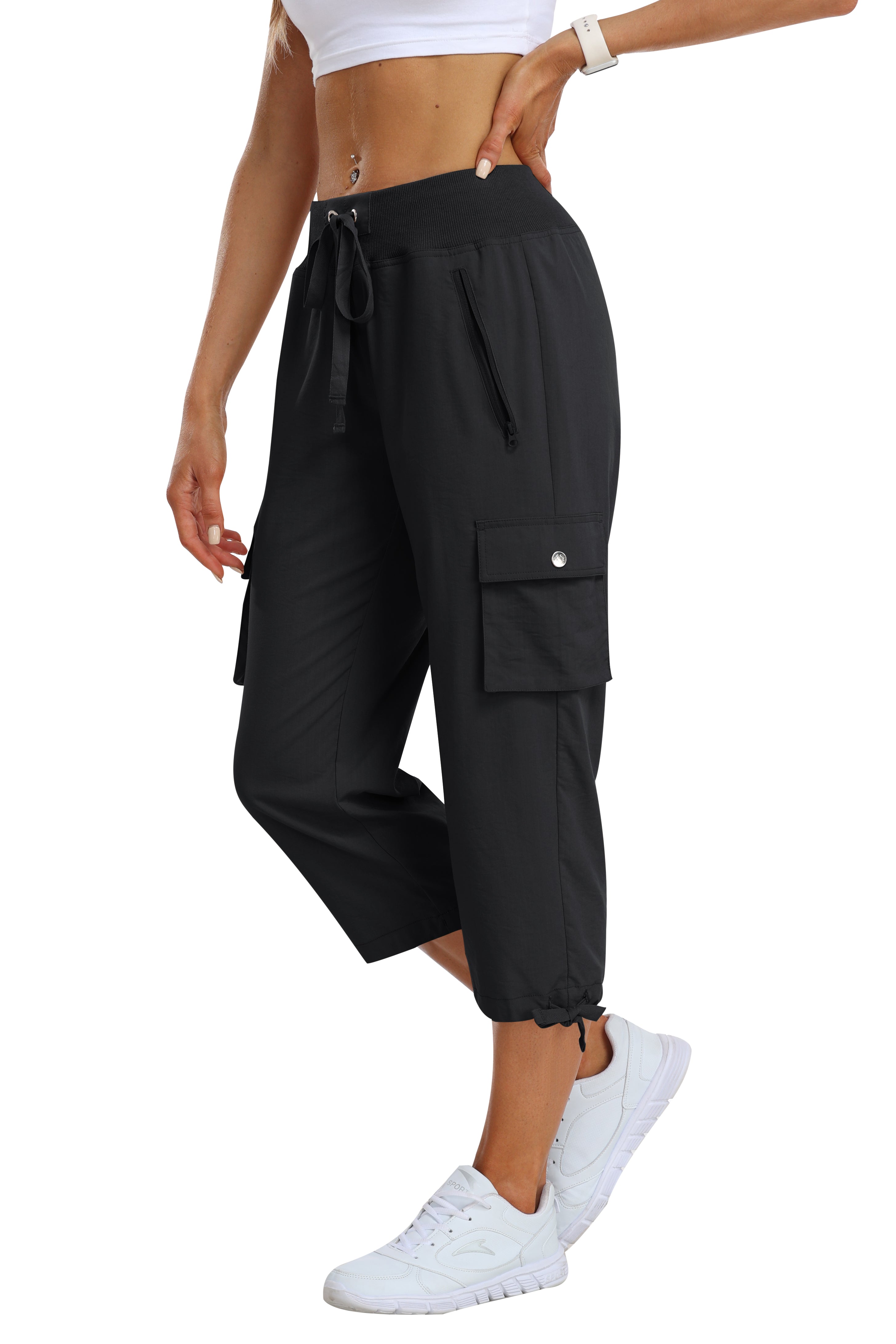 Women's loose casual quick drying travel cargo capri pants