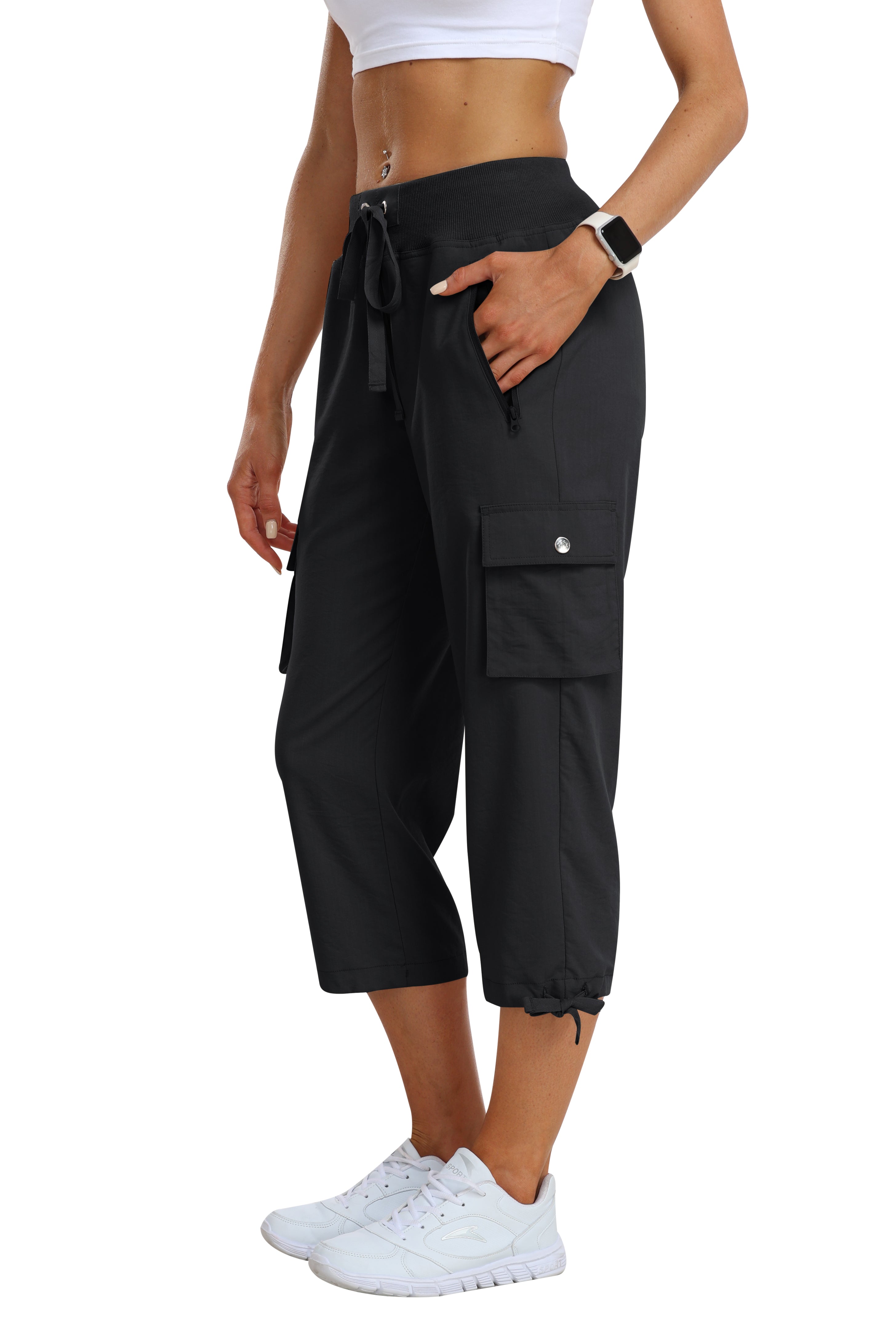 Women's loose casual quick drying travel cargo capri pants