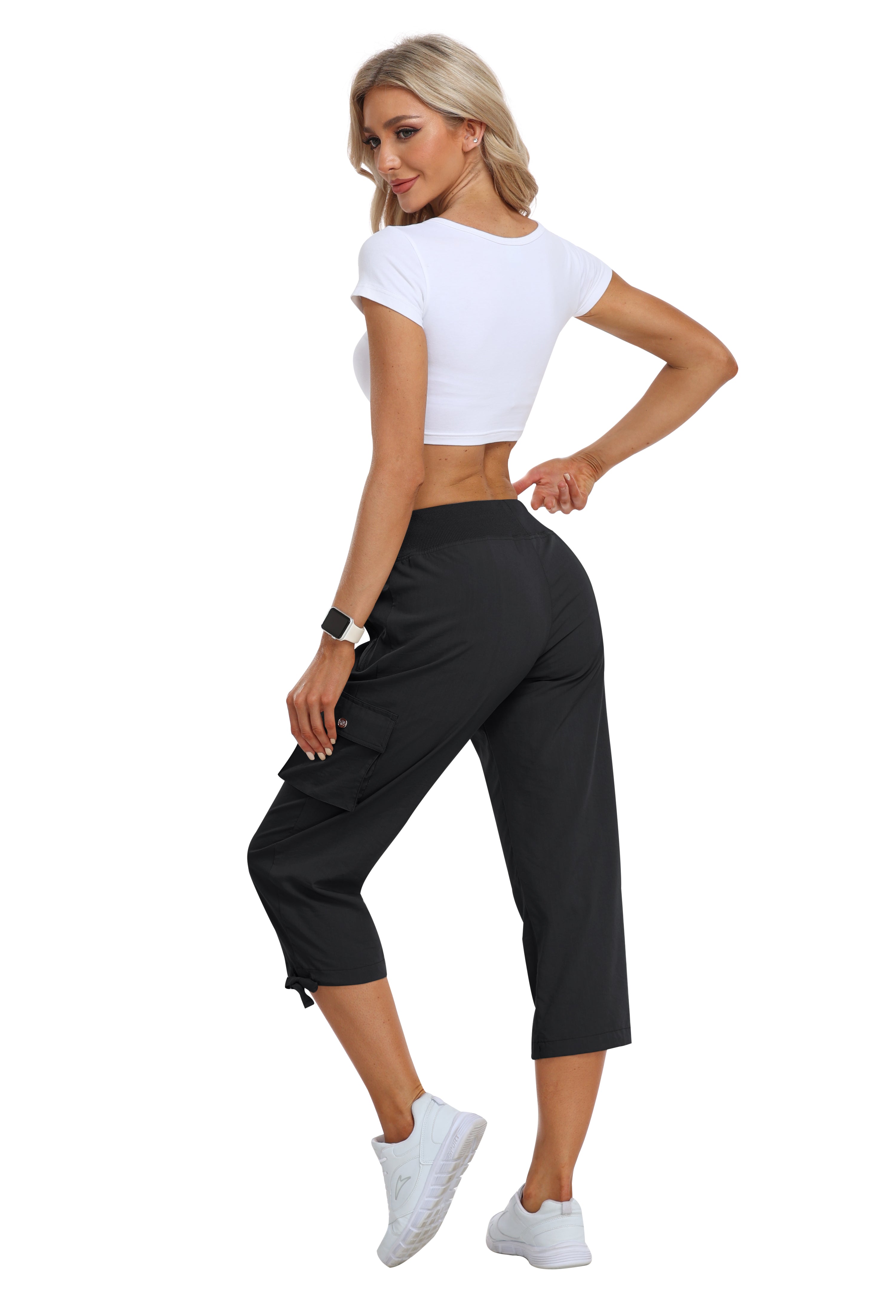 Women's loose casual quick drying travel cargo capri pants