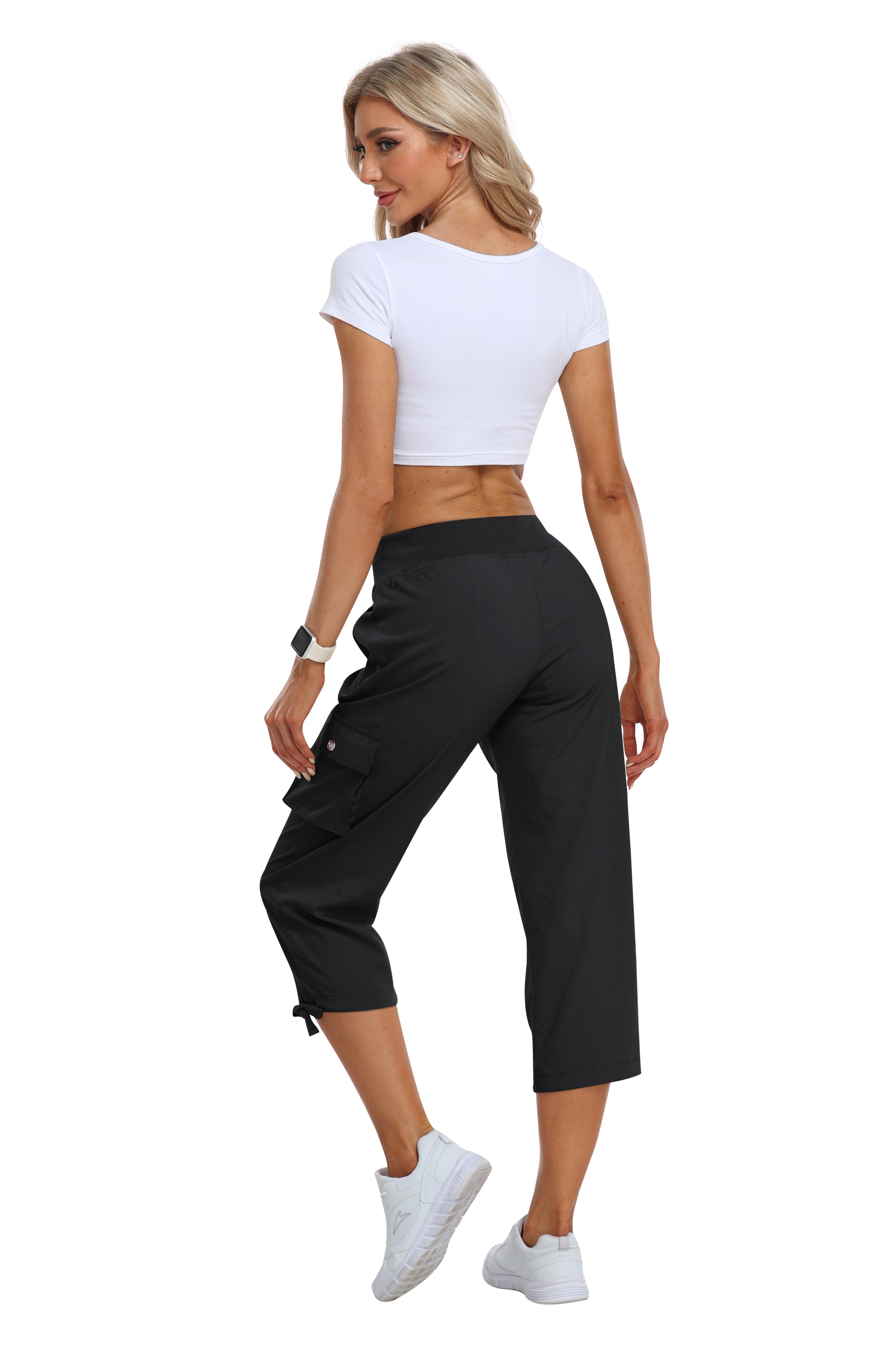 Women's loose casual quick drying travel cargo capri pants