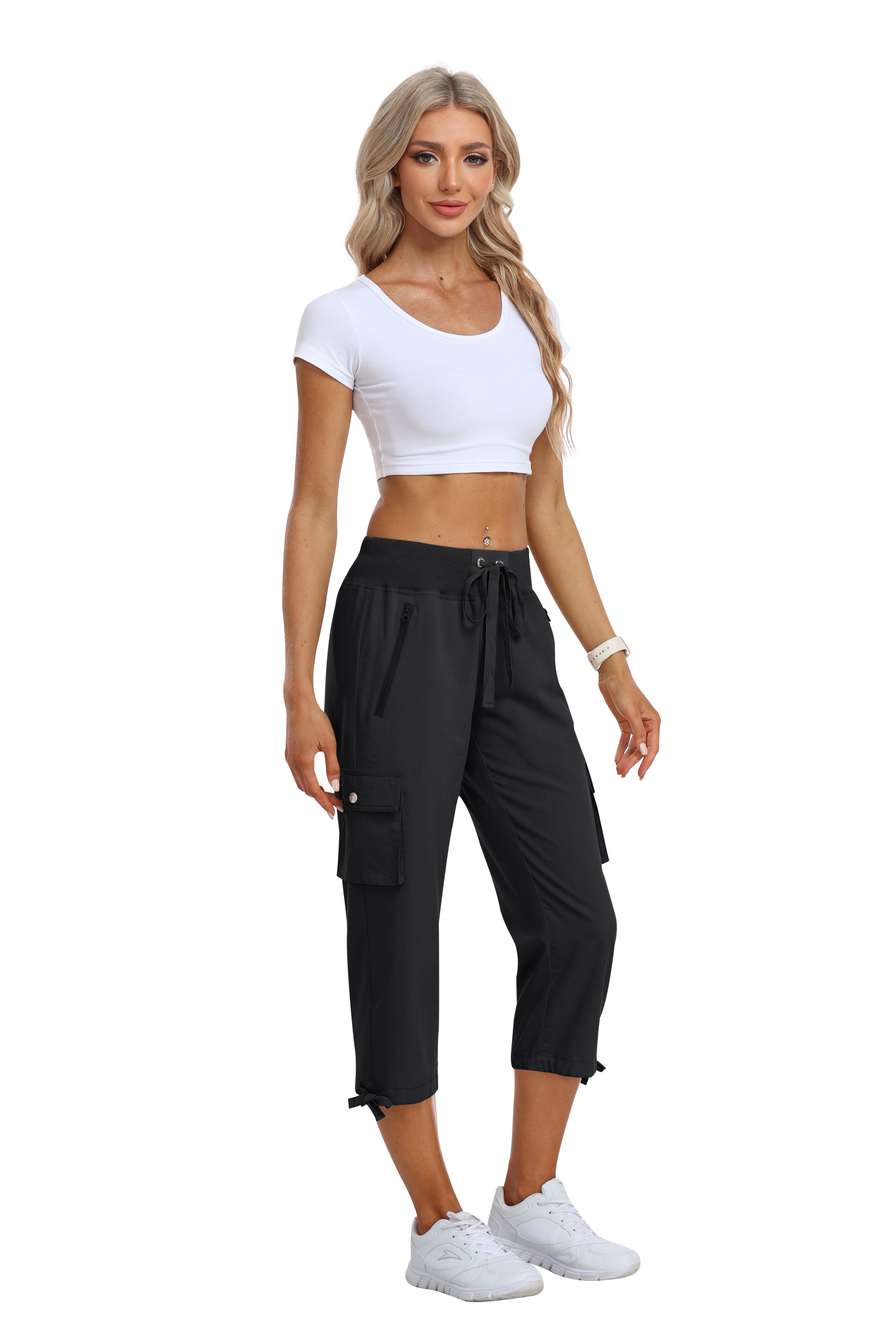 Women's loose casual quick drying travel cargo capri pants