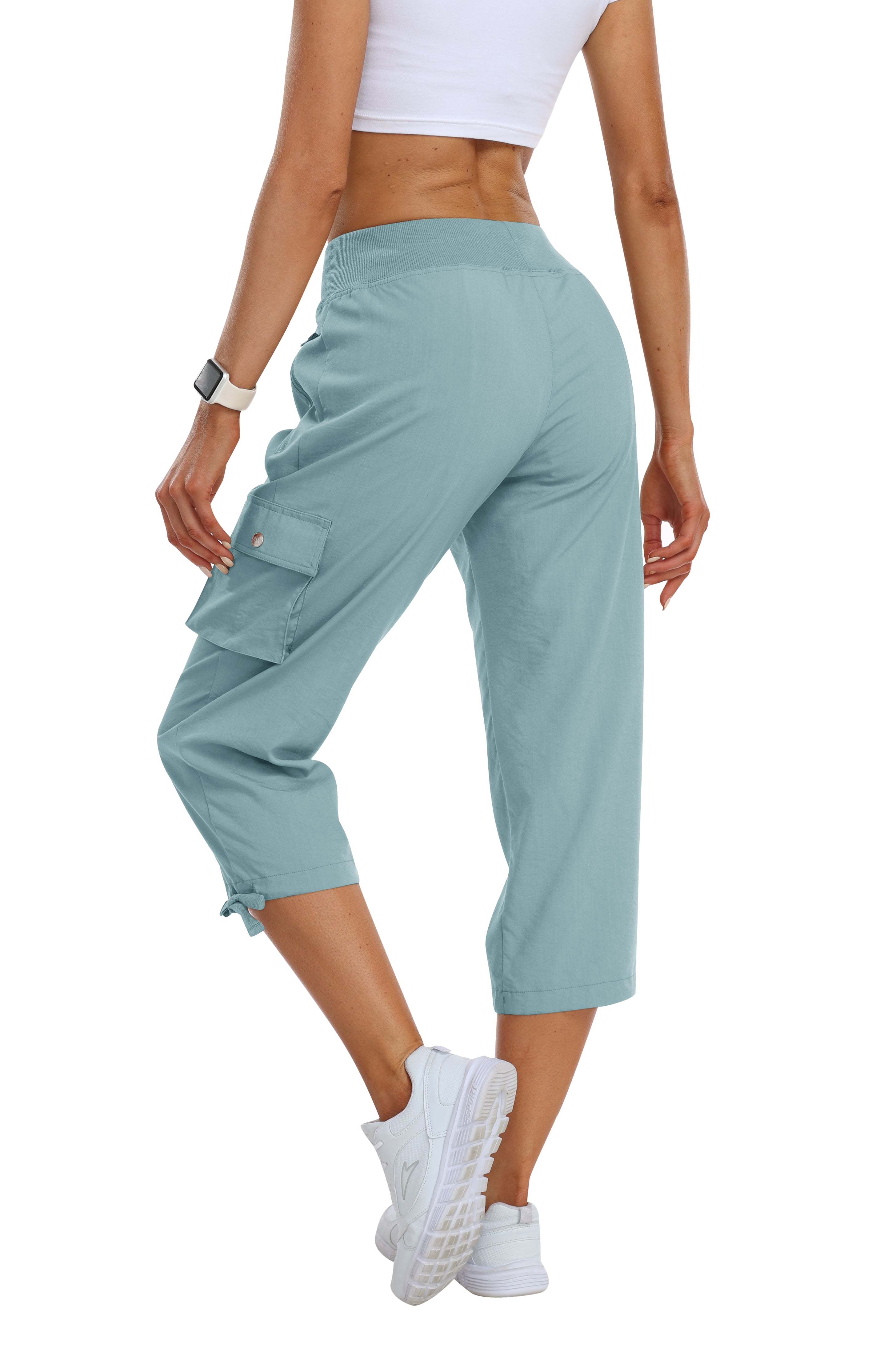 Women's loose casual quick drying travel cargo capri pants