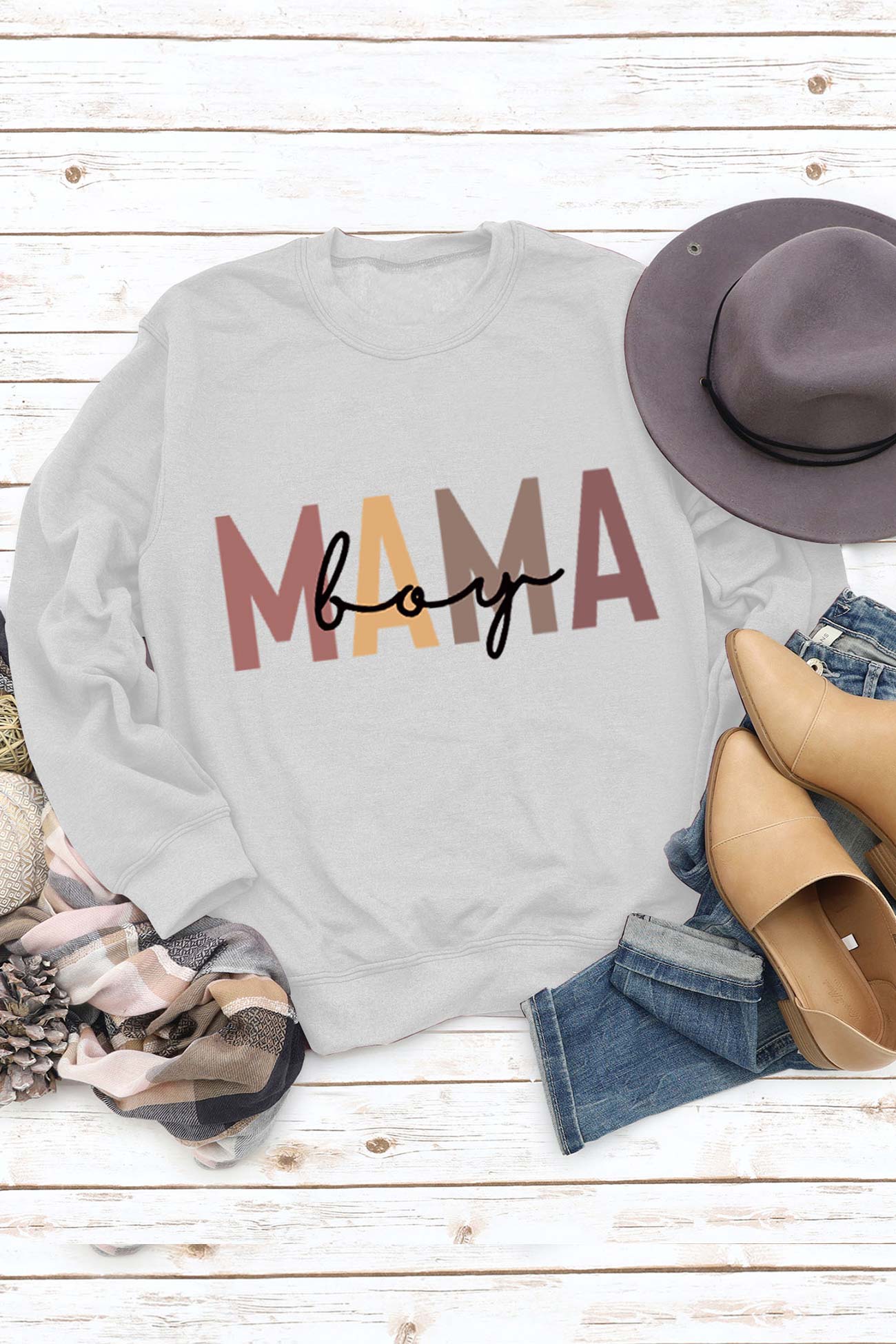 Boy Mama Letter Printed Sweatshirt